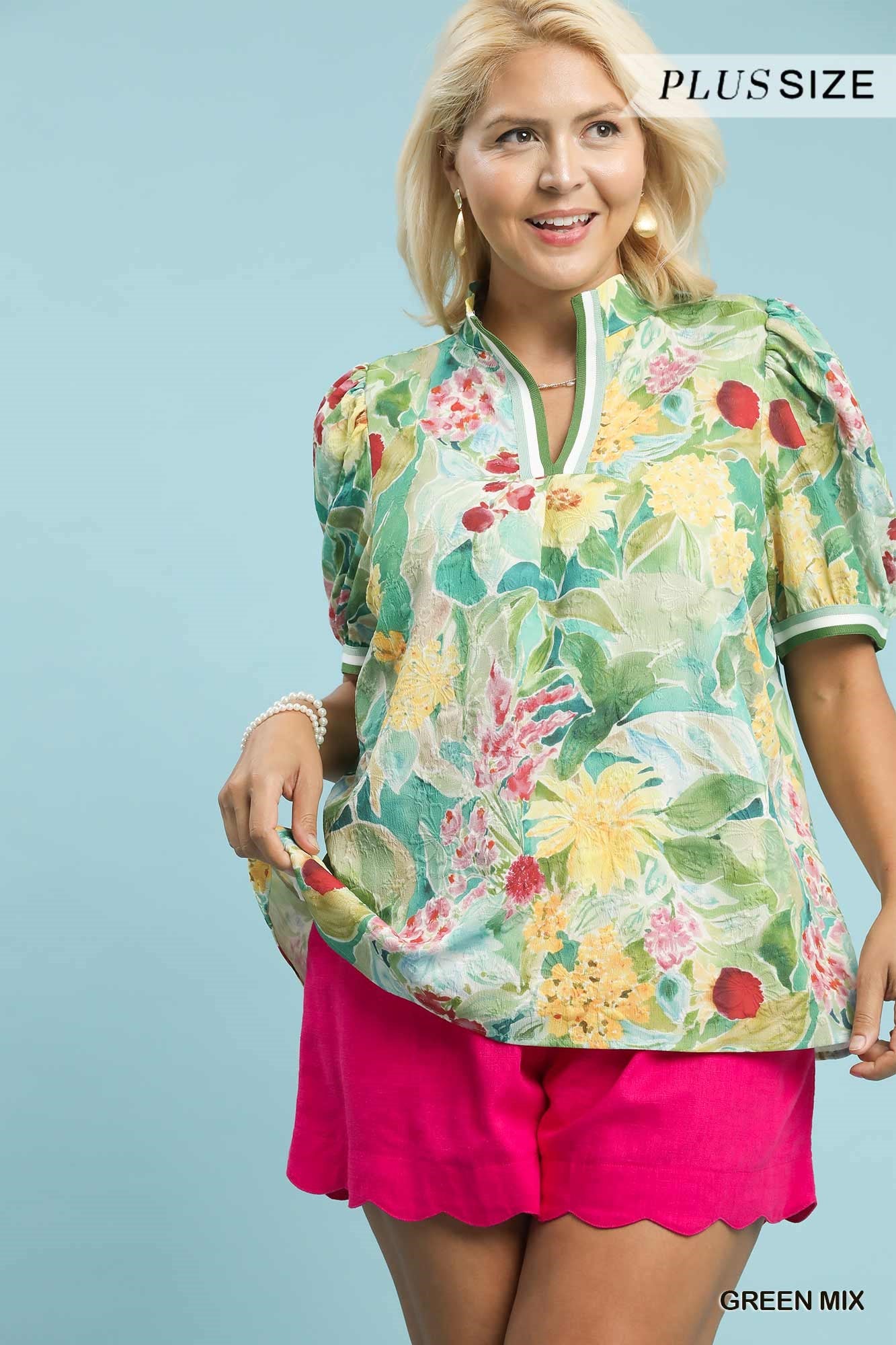 +Jacquard Bloomscape Print Top