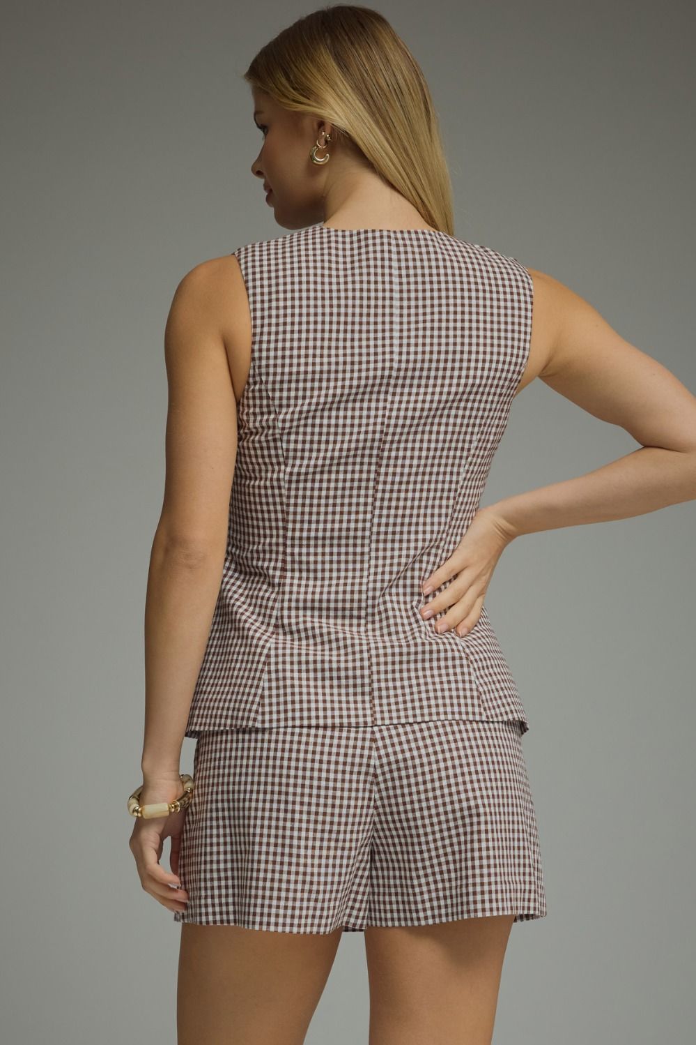 BROWN GINGHAM ROMPER