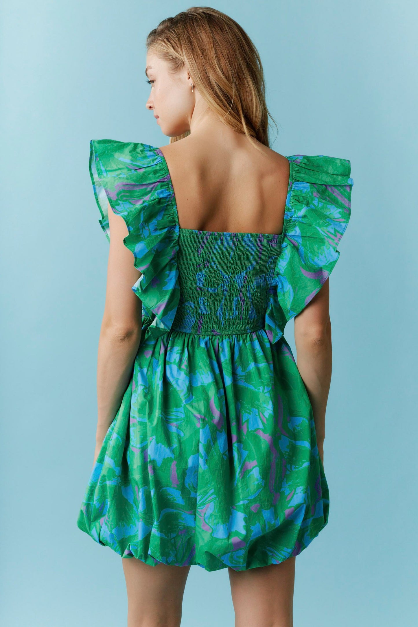 Kelly Green Ruffled Bubble Dress