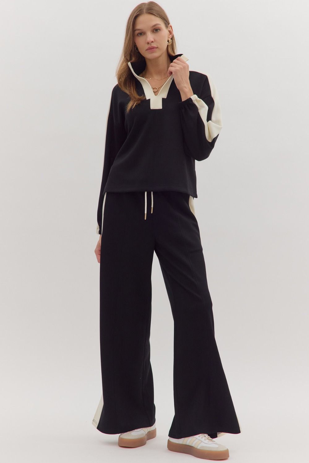 BLACK/WHITE PANT SET