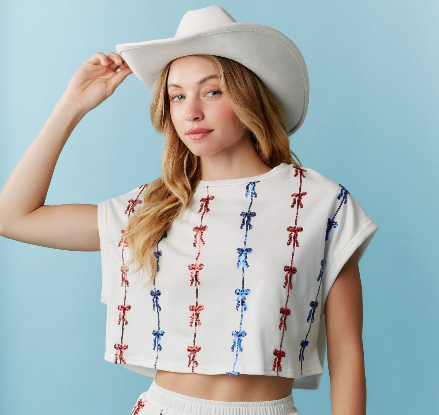 RED, WHITE, BLUE, AND BOWS TOP