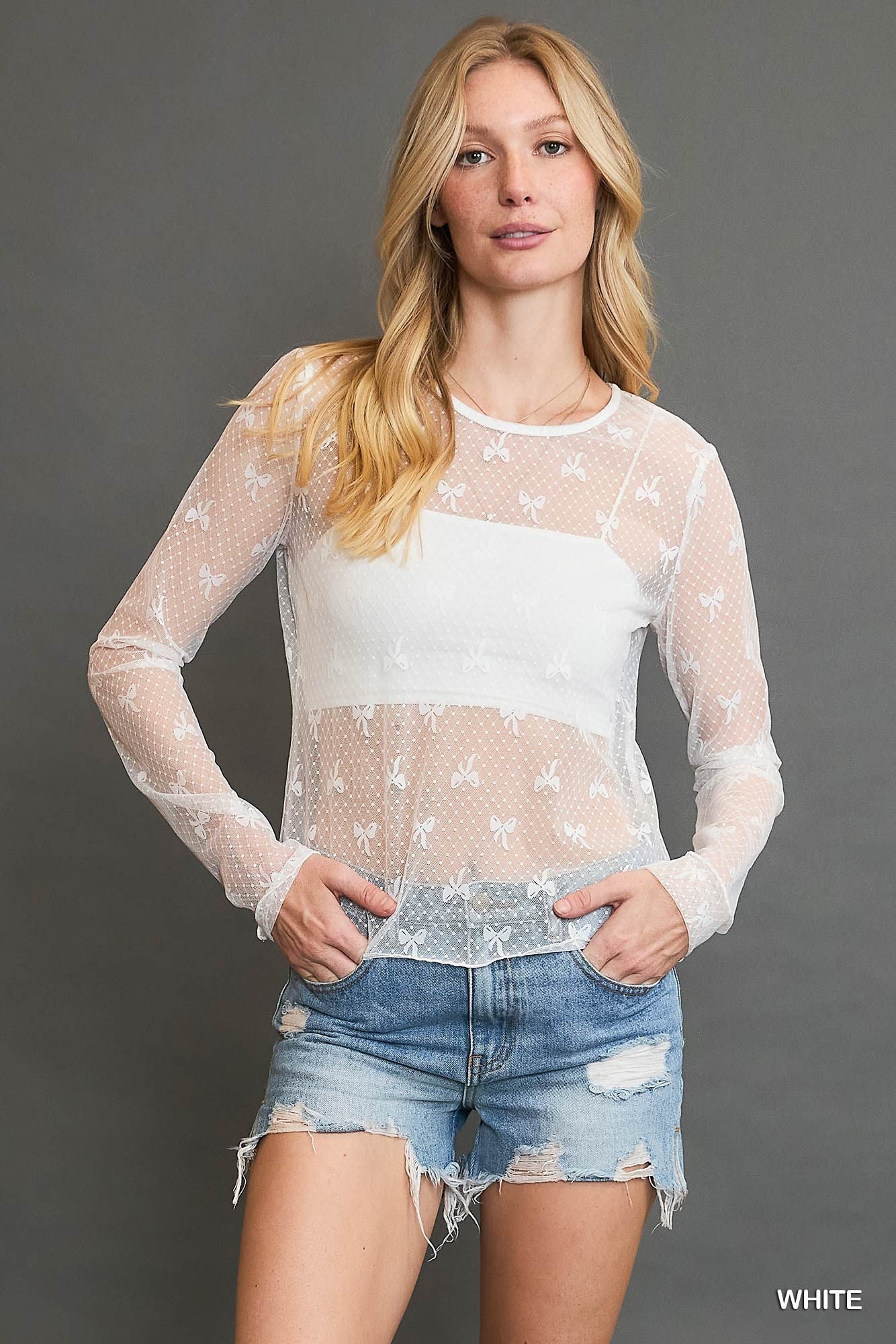 WHITE SHEER BOW TOP