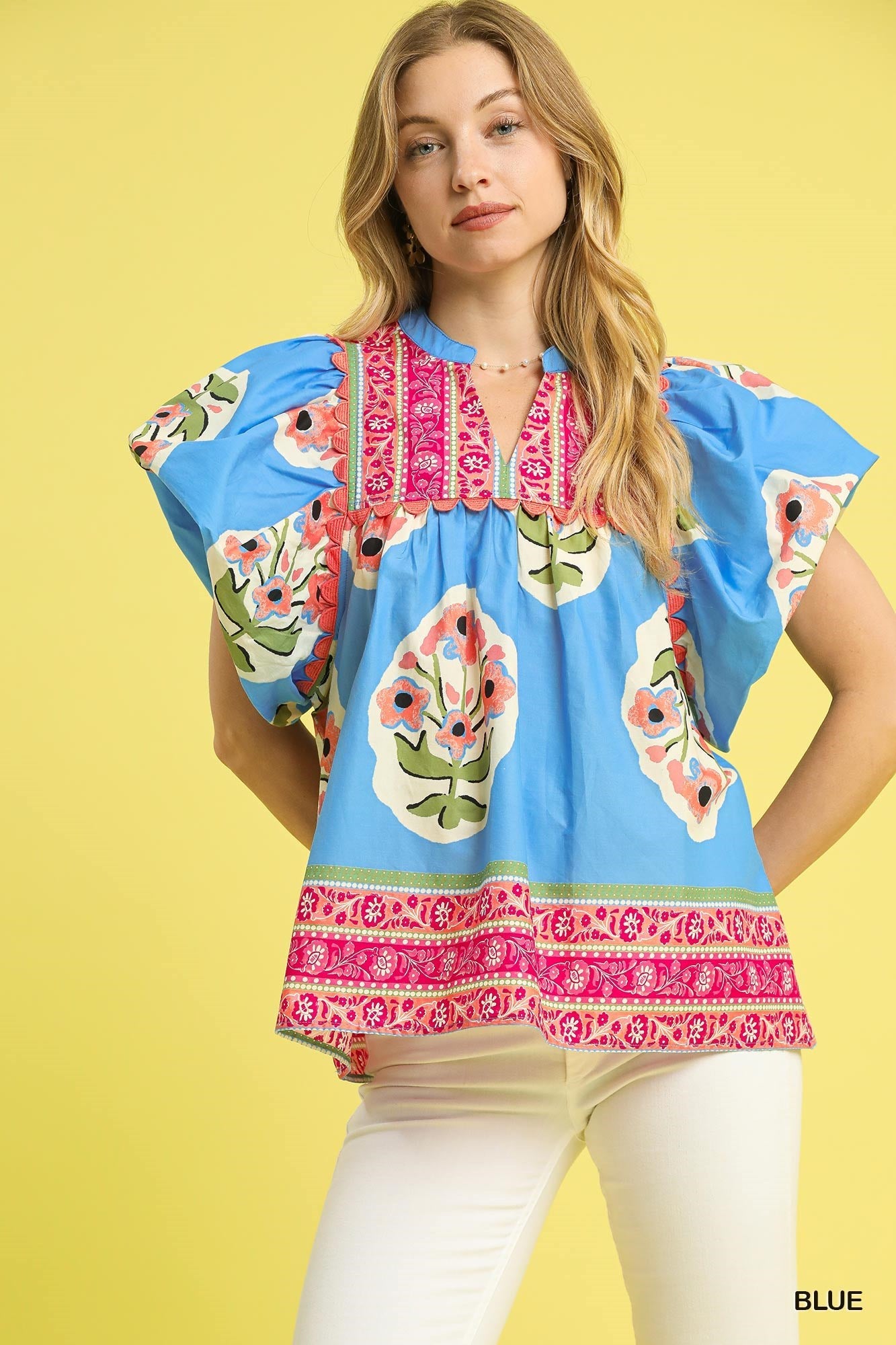 FLORAL BORDER EMB TOP