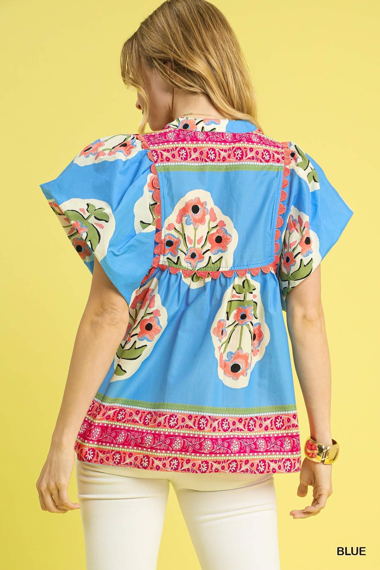 FLORAL BORDER EMB TOP
