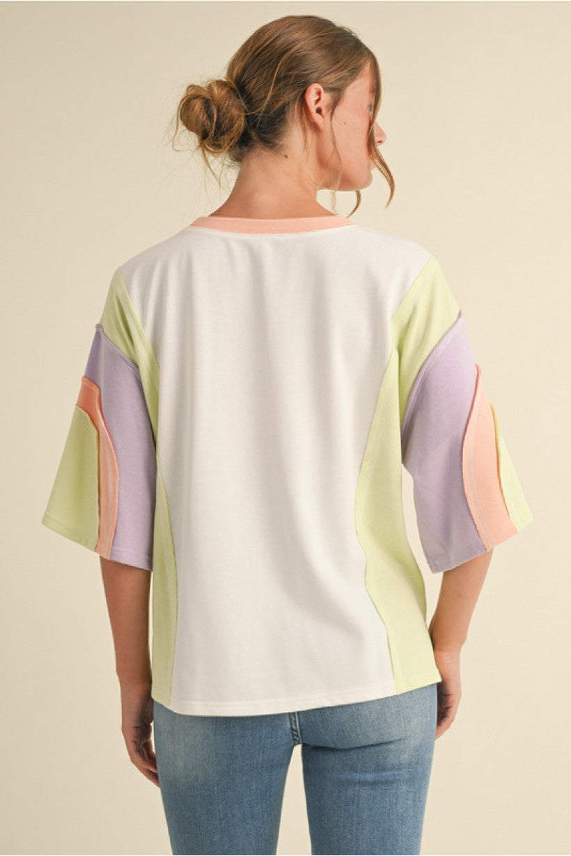 COLORBLOCK U-NECK TOP