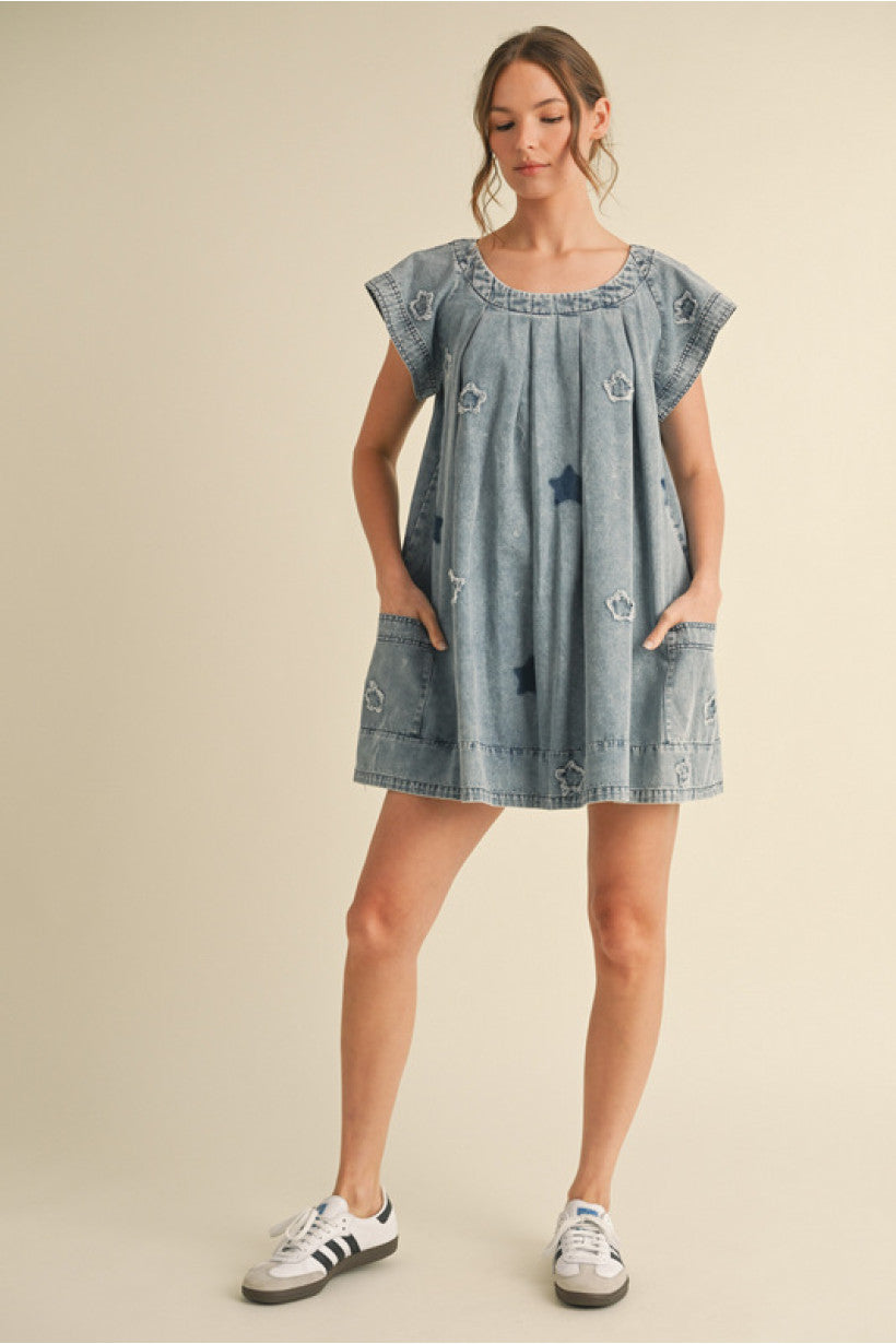 DENIM DISTRESSED DRESS
