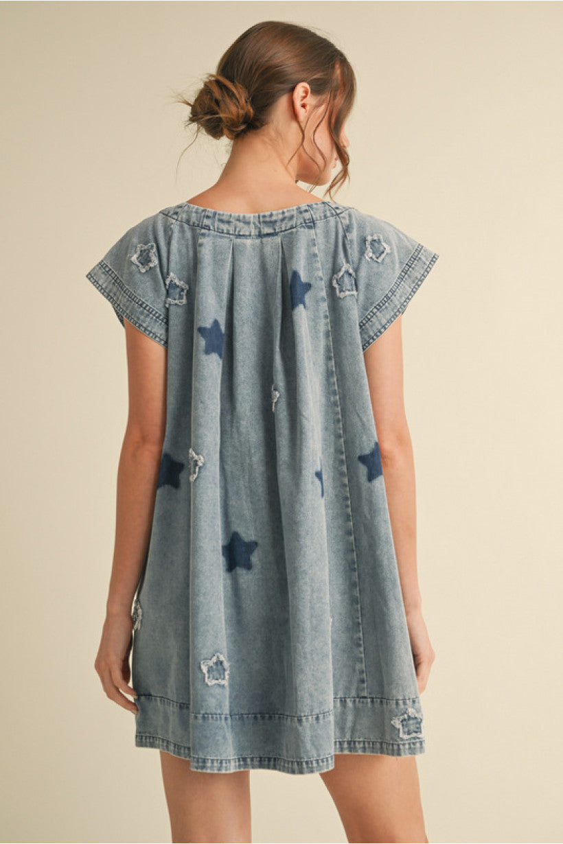 DENIM DISTRESSED DRESS