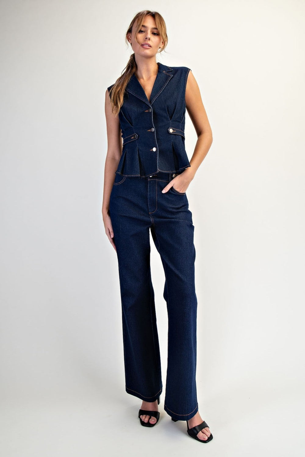 Tailored Vest Semi Flare Pant Set