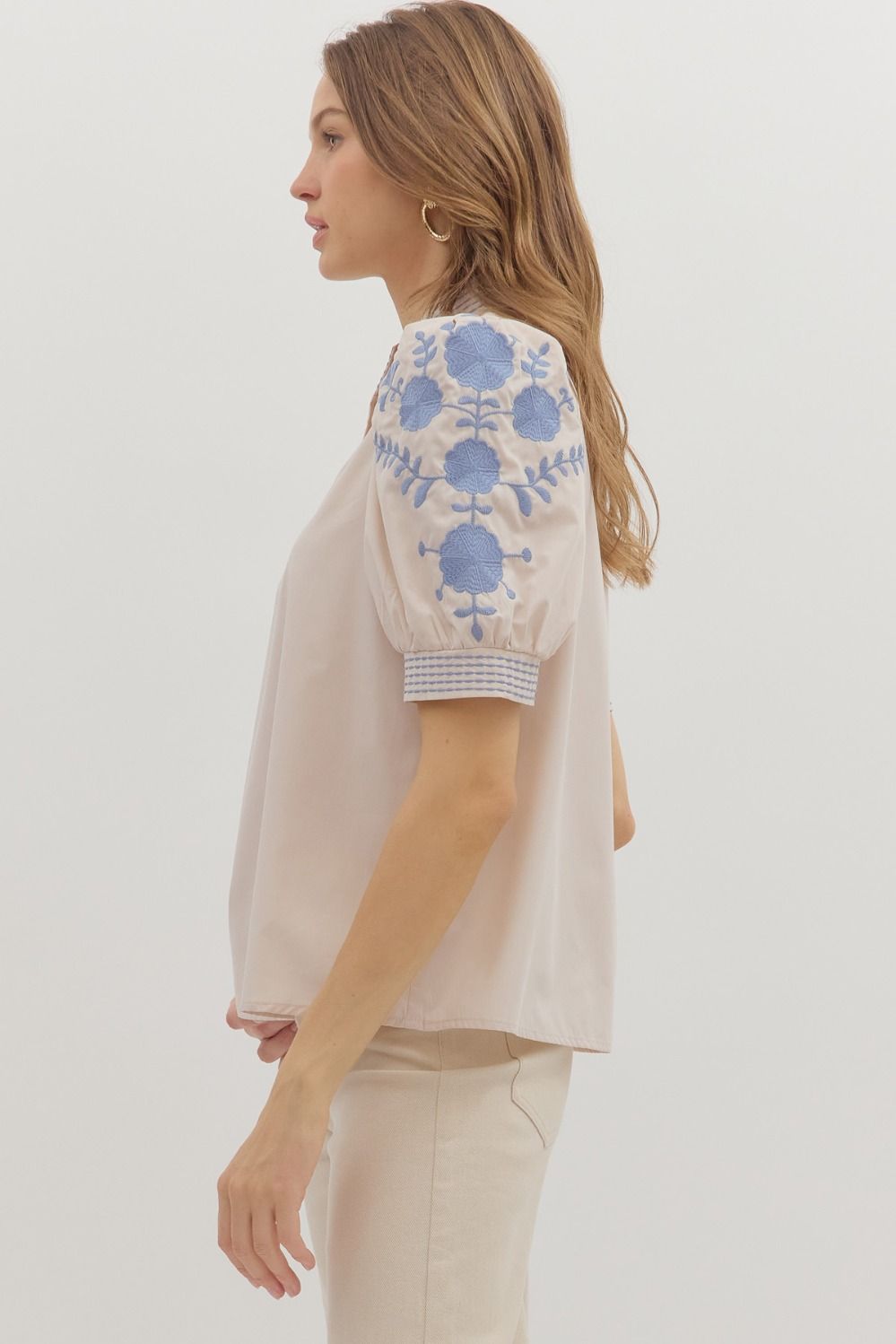 ECRU Top W/ Blue Details