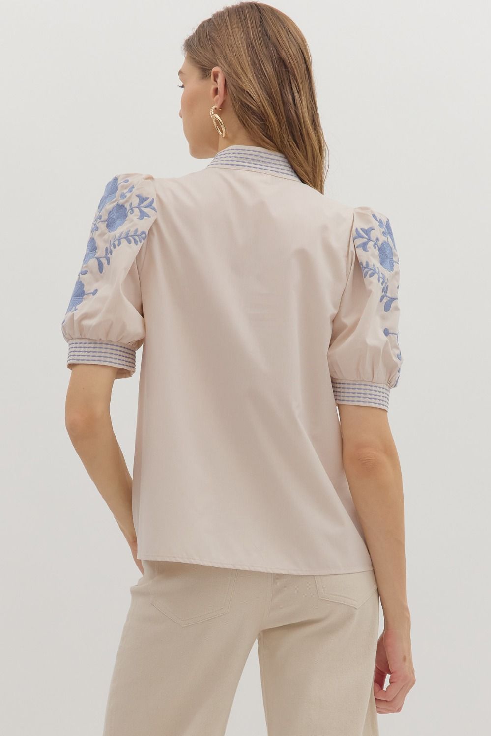 ECRU Top W/ Blue Details