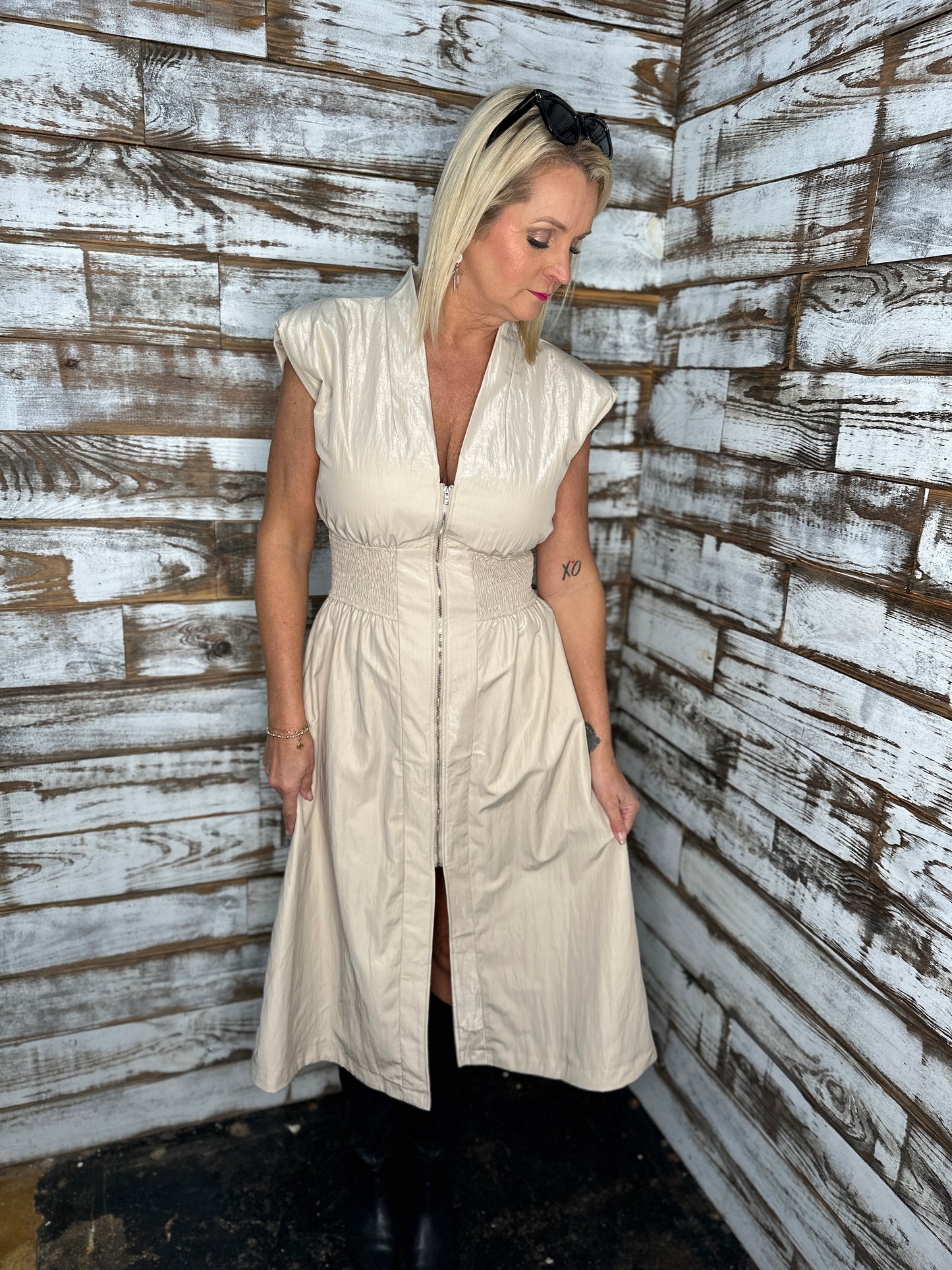 TAUPE MIDI DRESS