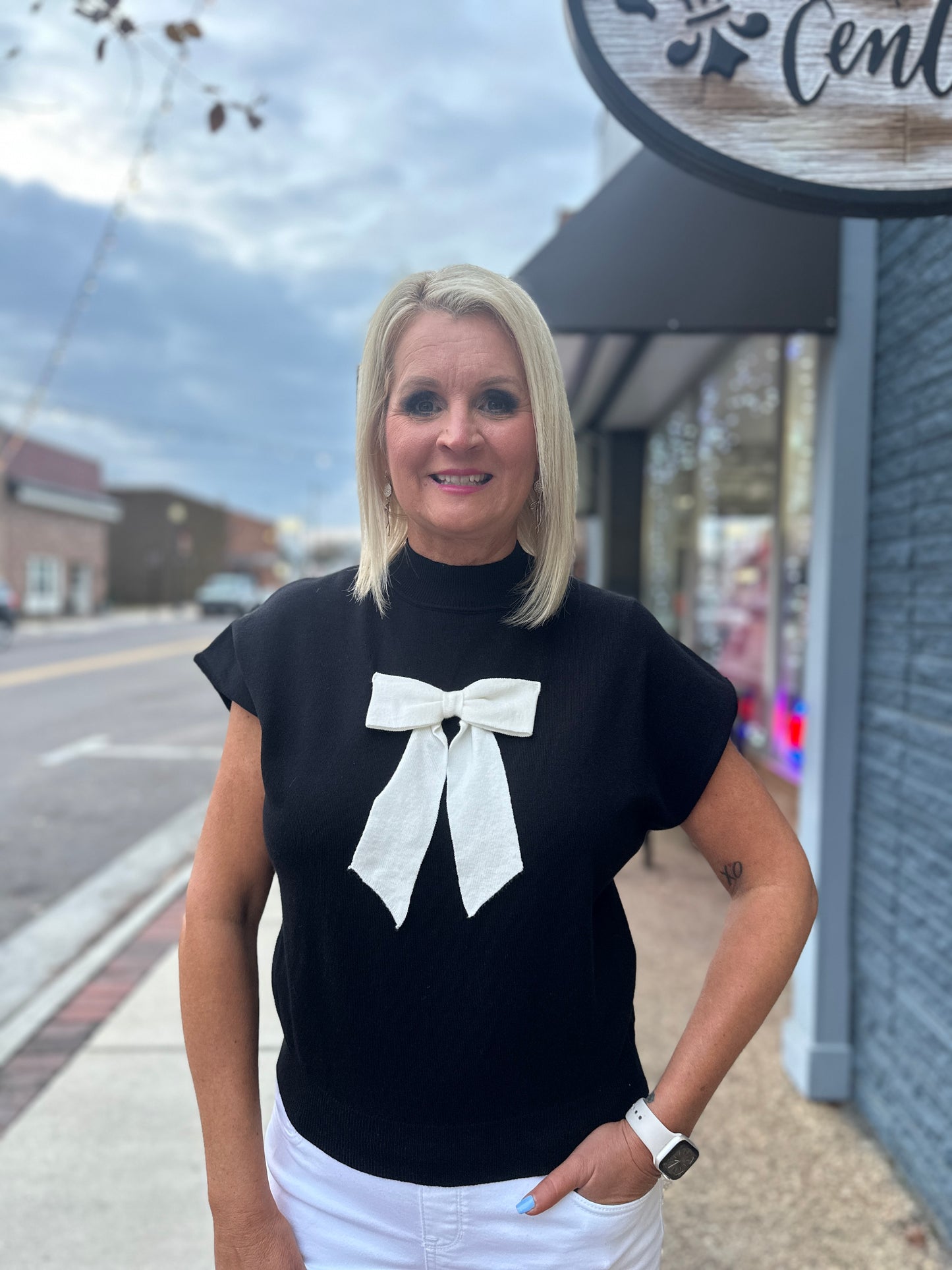 BOW BABY TOP, BLACK
