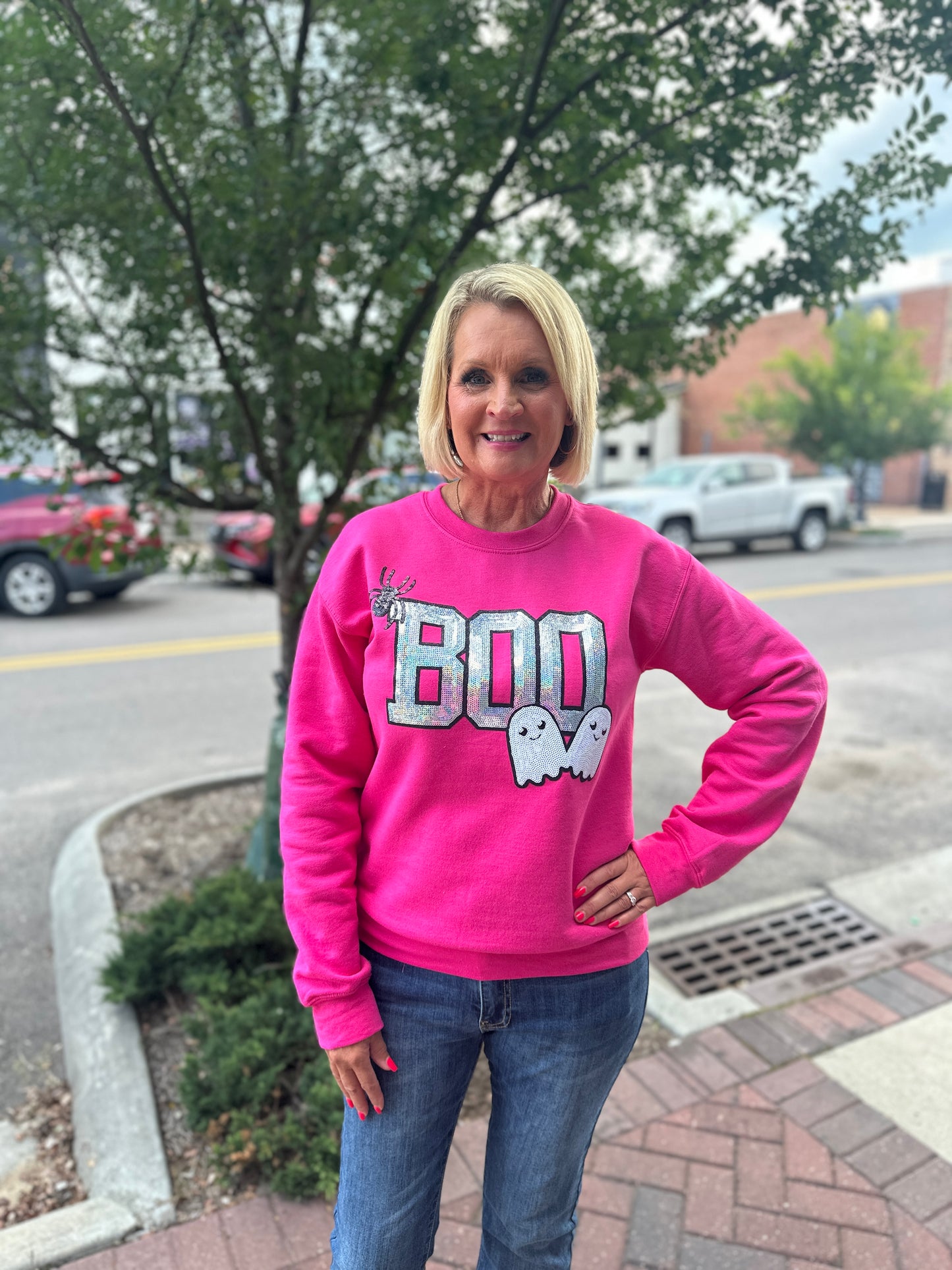 Pink Boo Sparkle Patch Sweatshirt