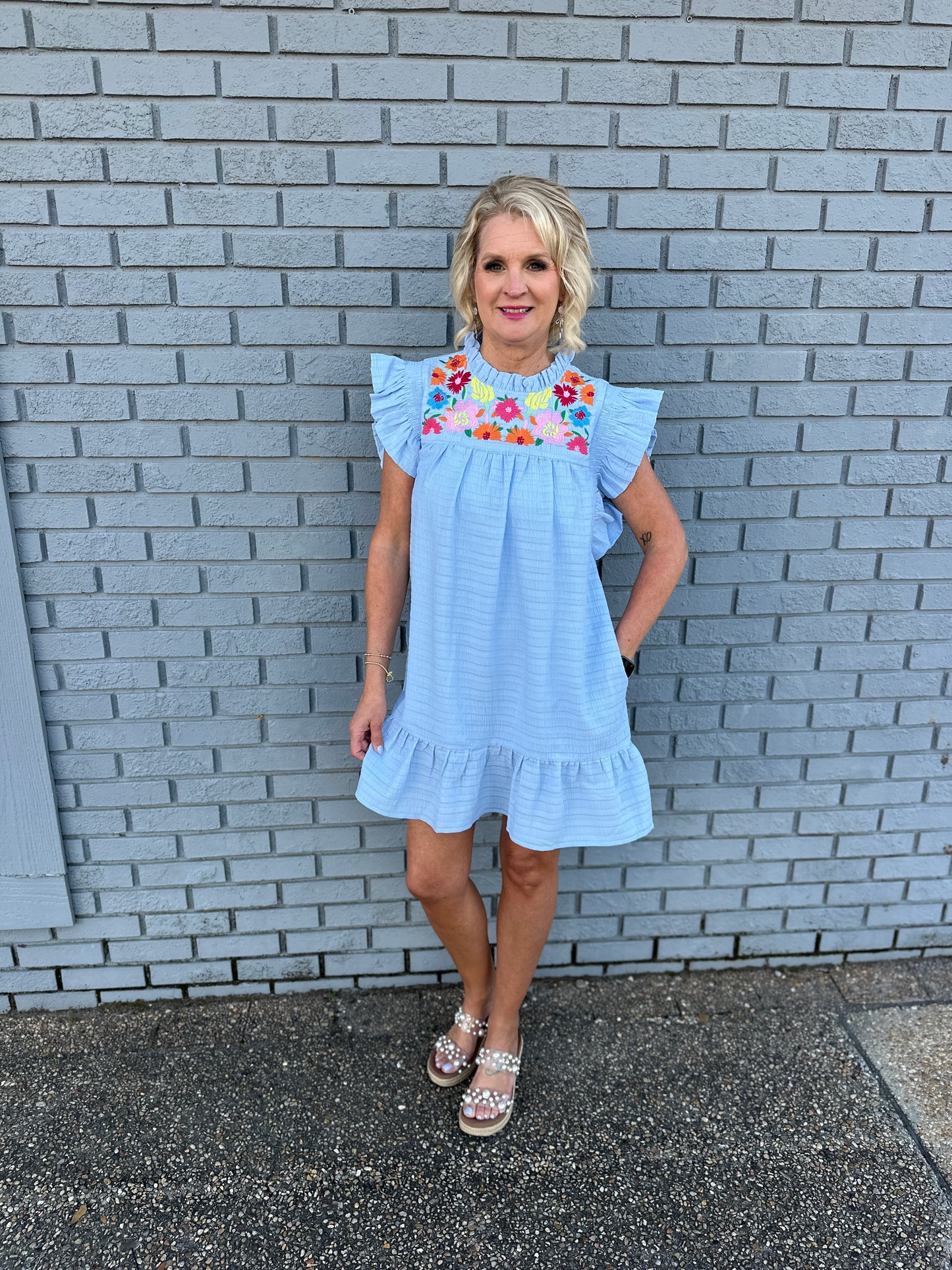BLUE DR W/EMBROIDERY