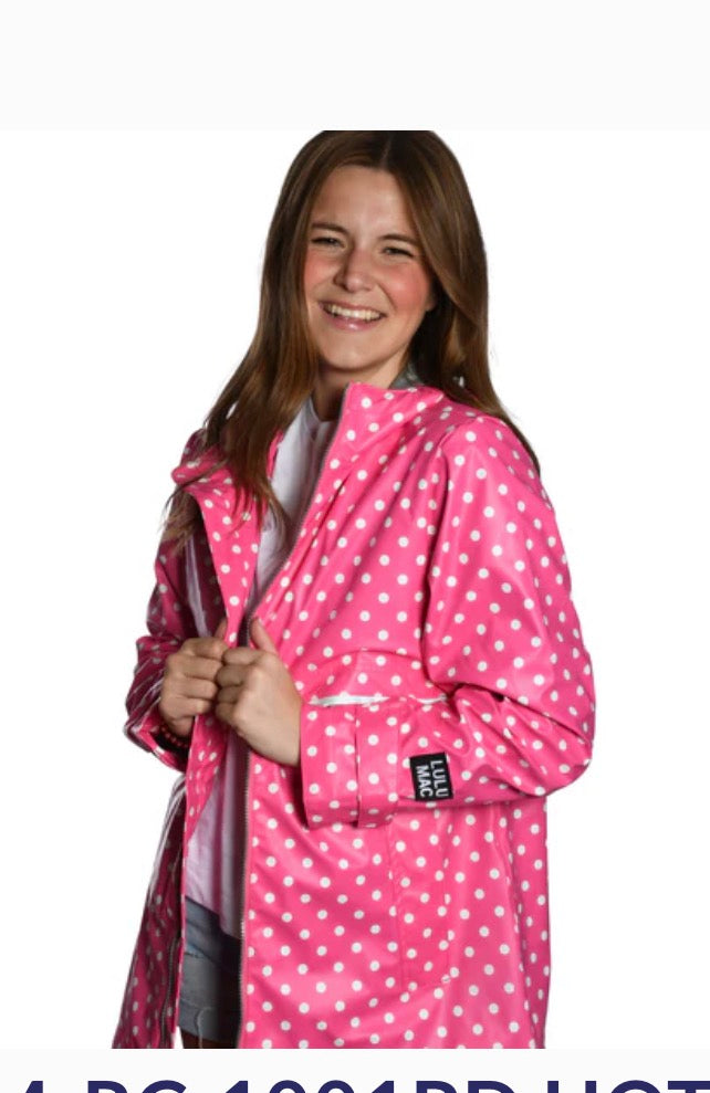LULU MAC PNK POLKADOT RAINCOAT