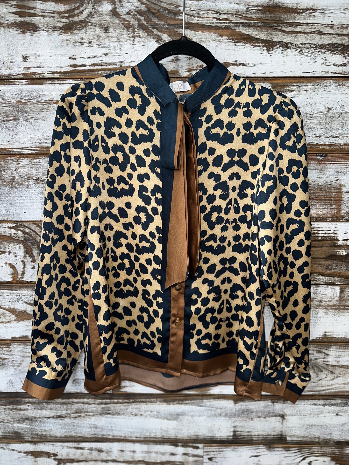 NAVY/BROWN ANIMAL PRINT TOP