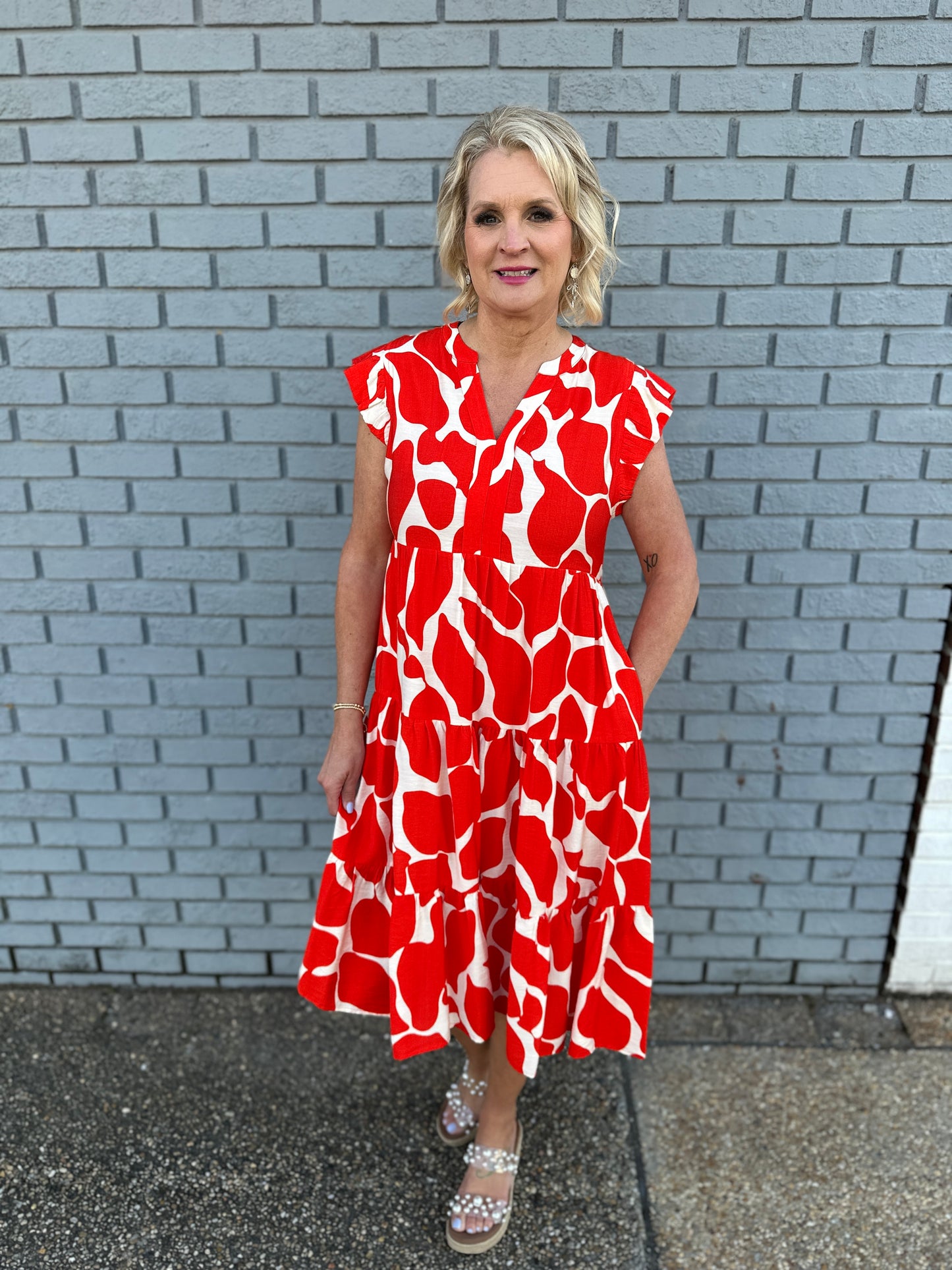 TANGERINE MIDI TIERED DR