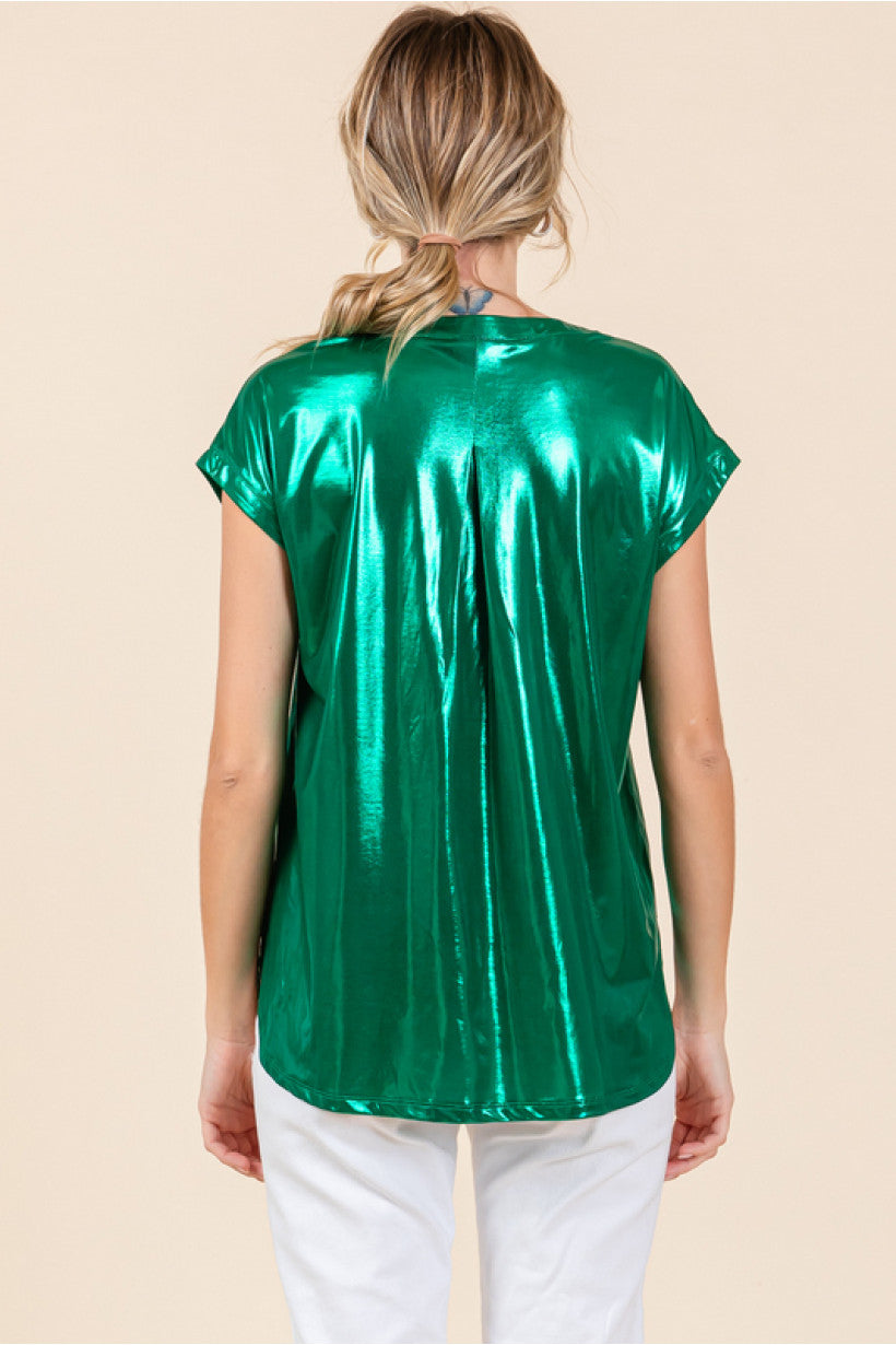 METALLIC GREEN SHINY TOP