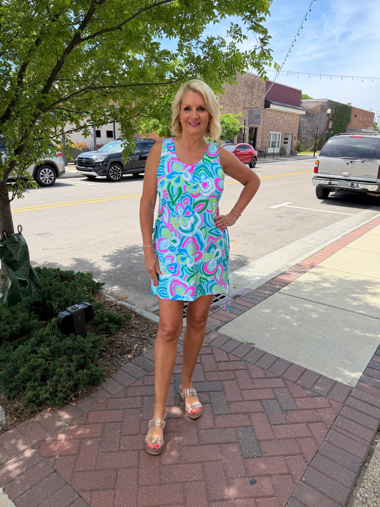 Amari Floral Swirl Print Skirted Romper
