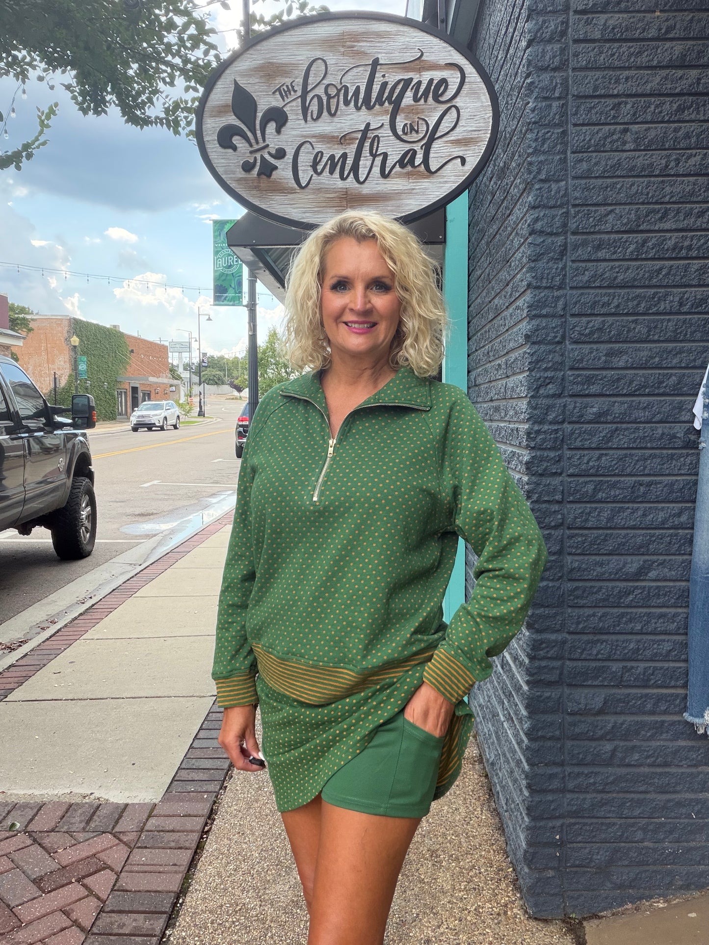 Polka Dot Half Zip Pullover SKORT SET