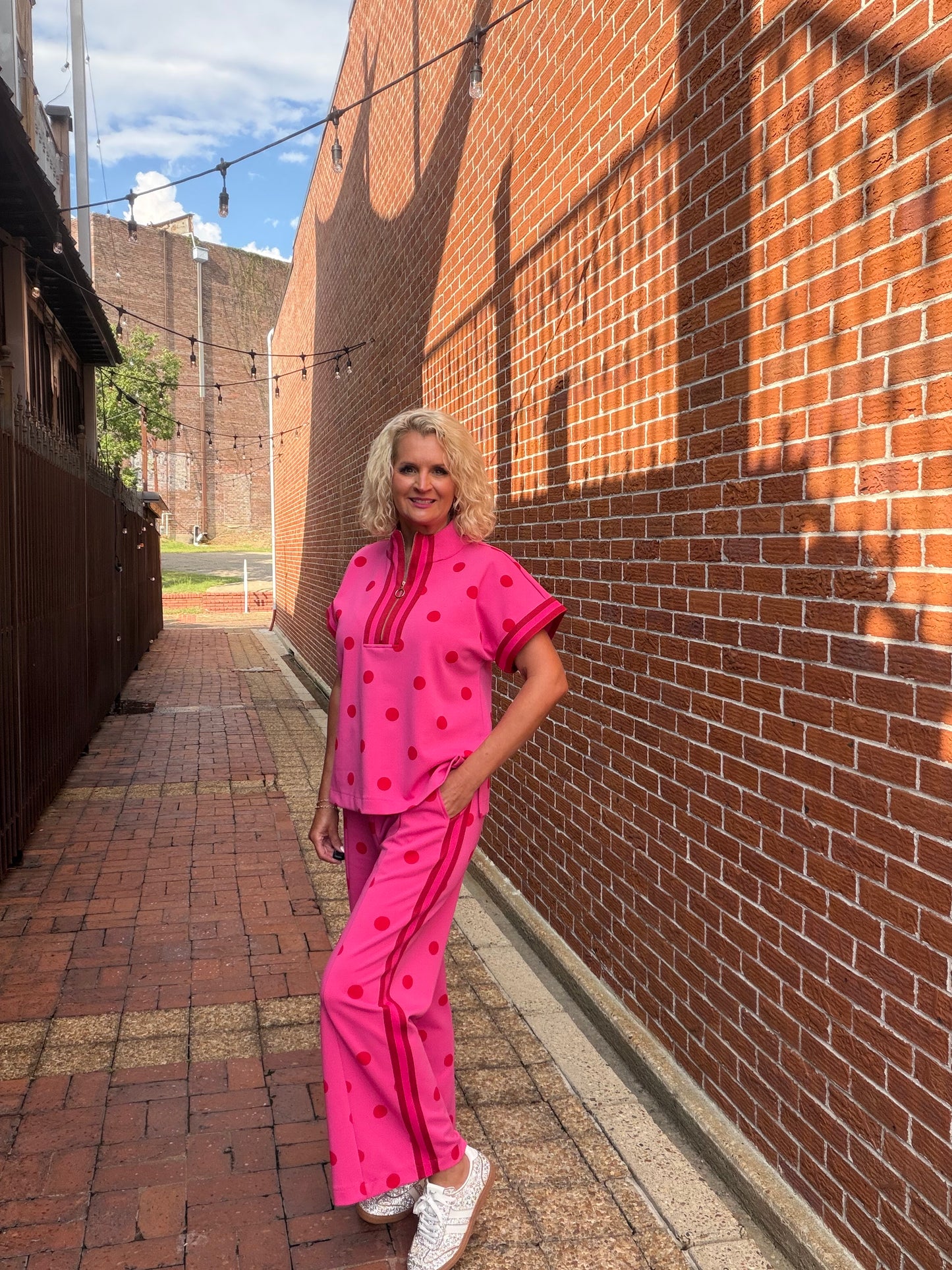 PINK POLKA DOT ZIP UP SET