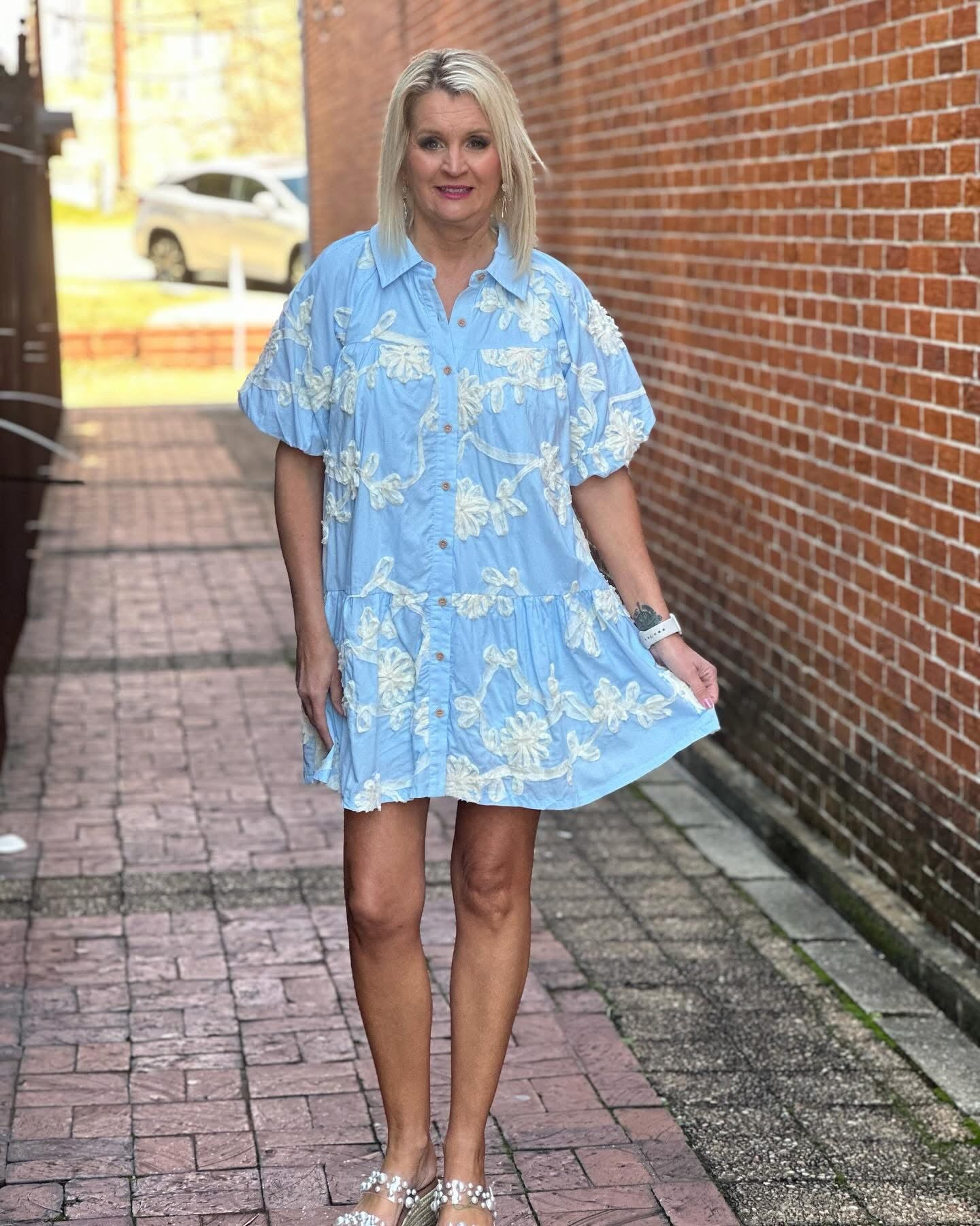 LT BLUE APPLIQUE DR