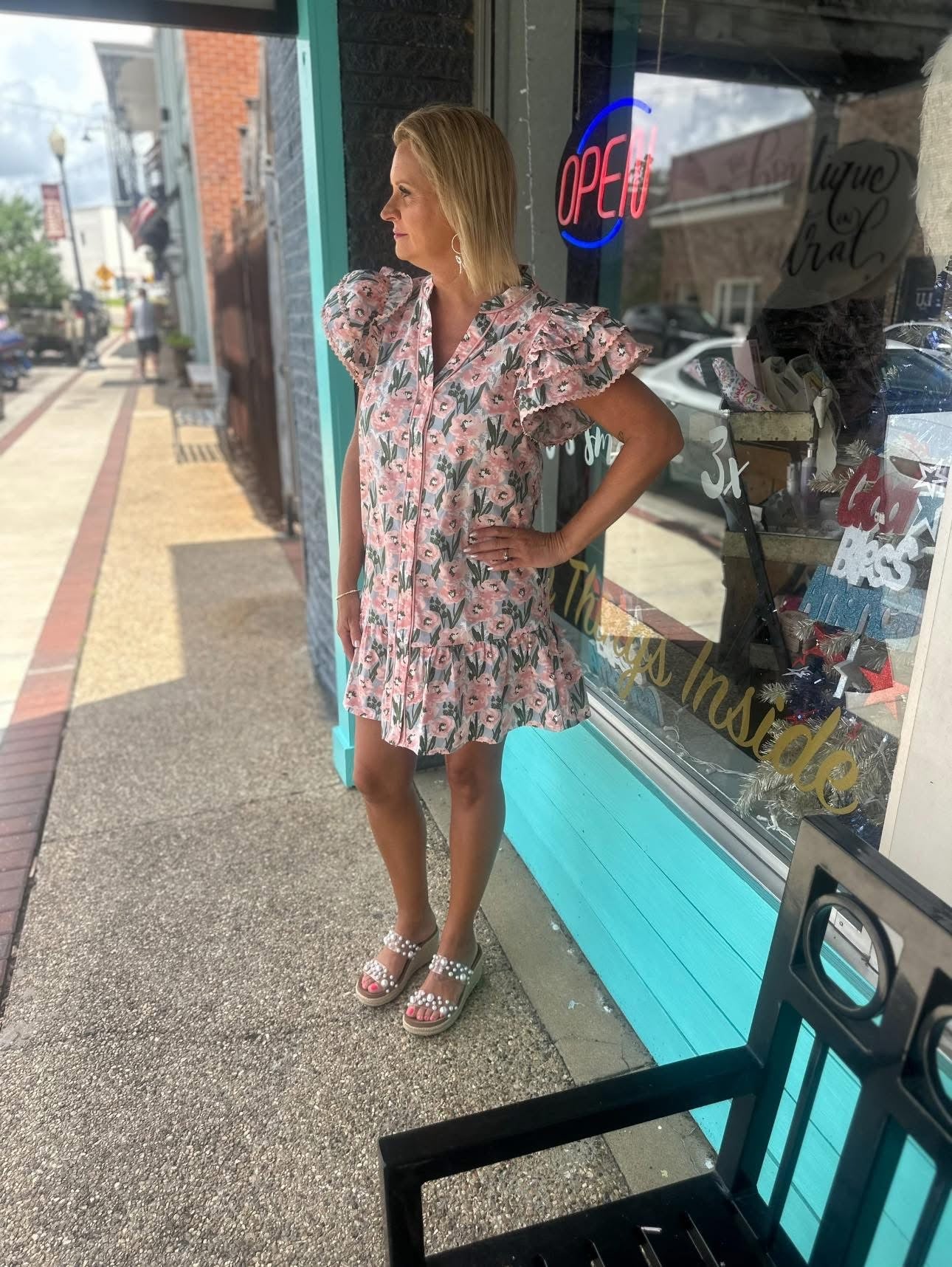 Floral Apricot Pink Dress