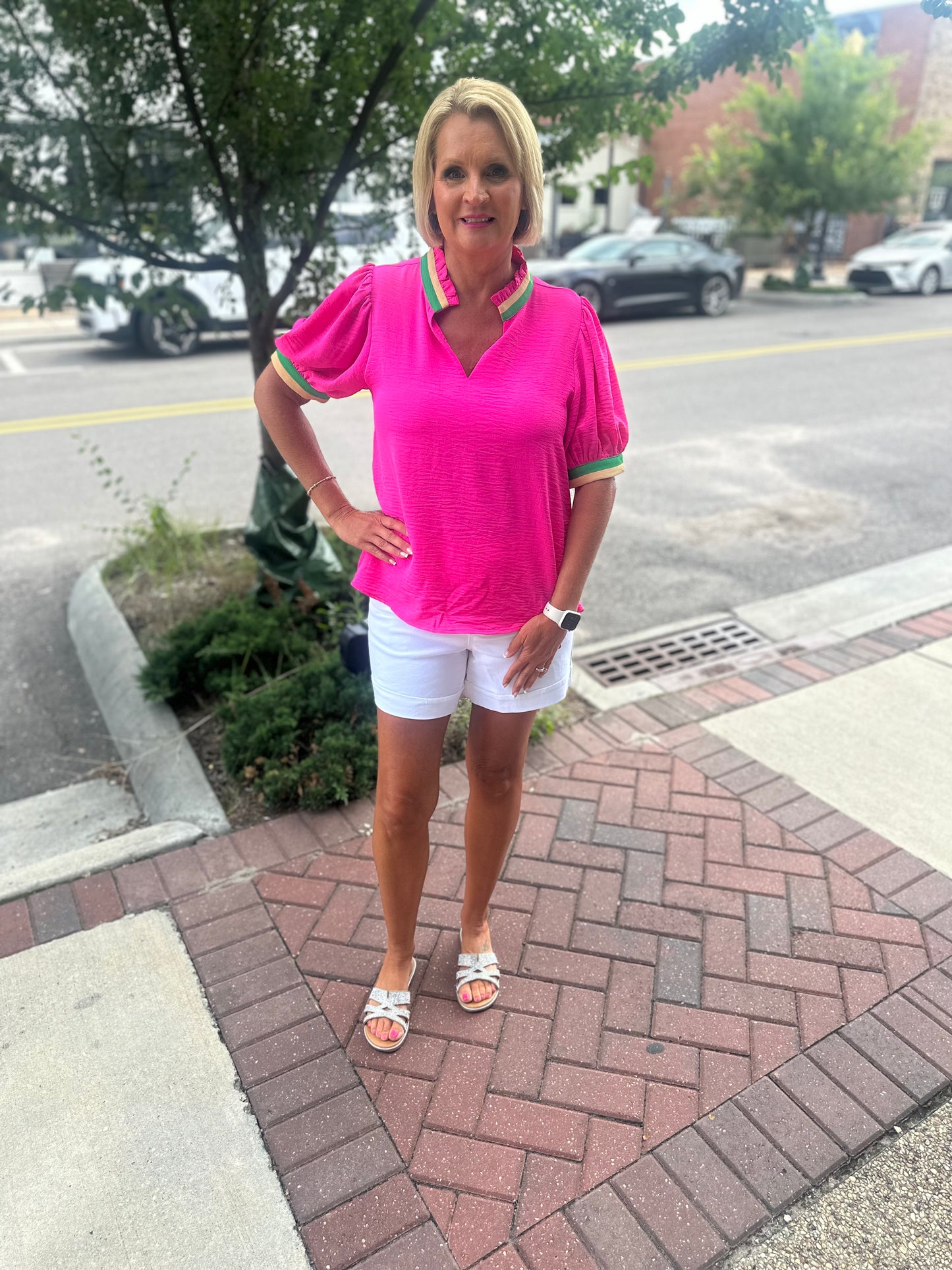 HOT PINK COLOR BLOCK TOP