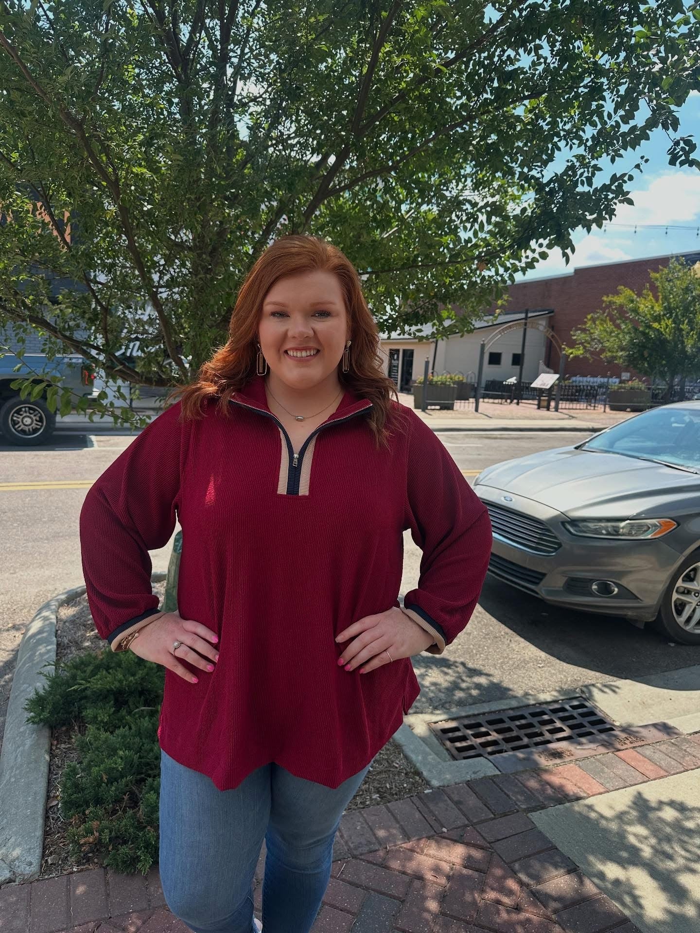 +Half-Zip Pullover Top