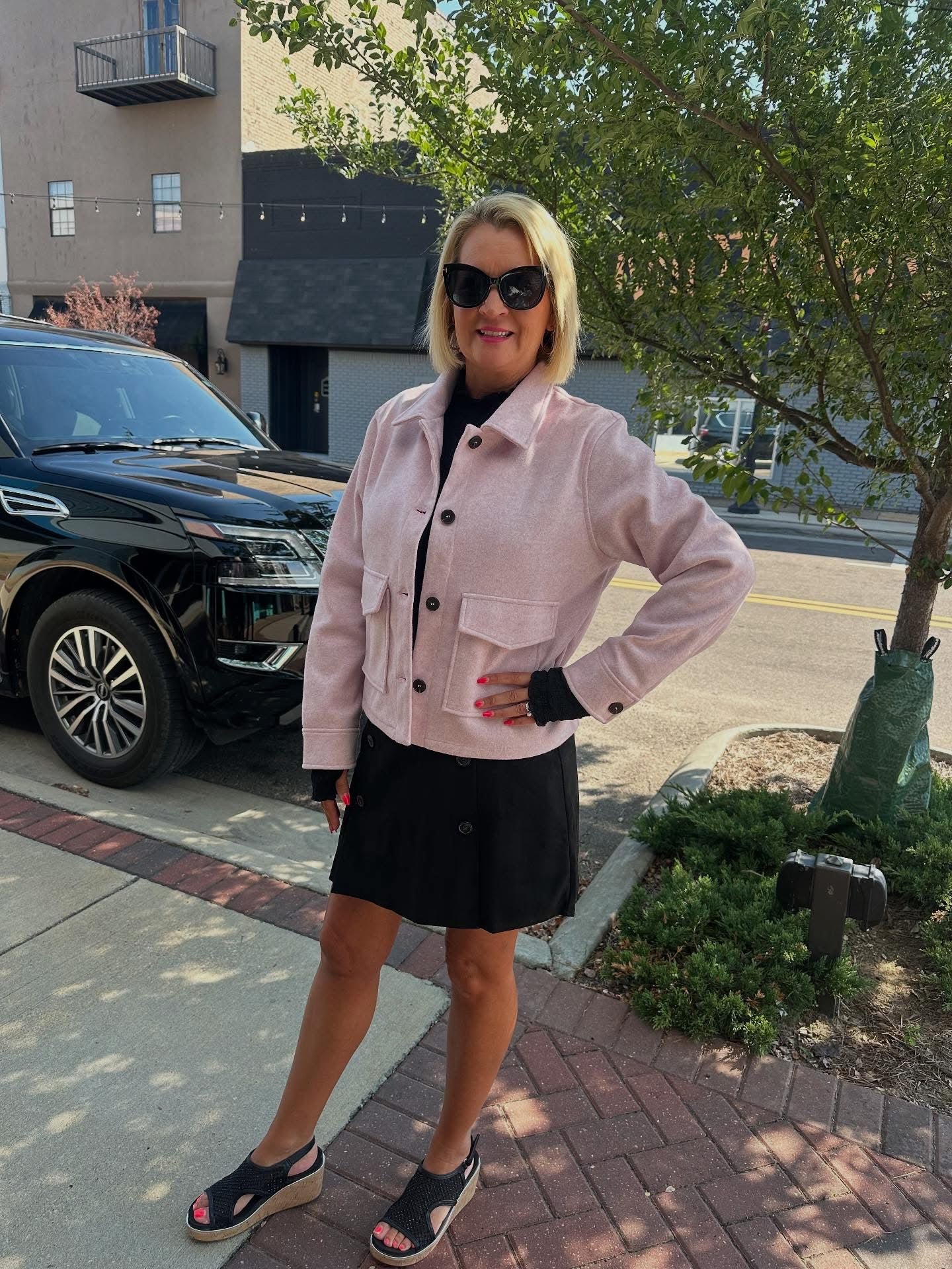 BLACK FAUX SUEDE SKIRT