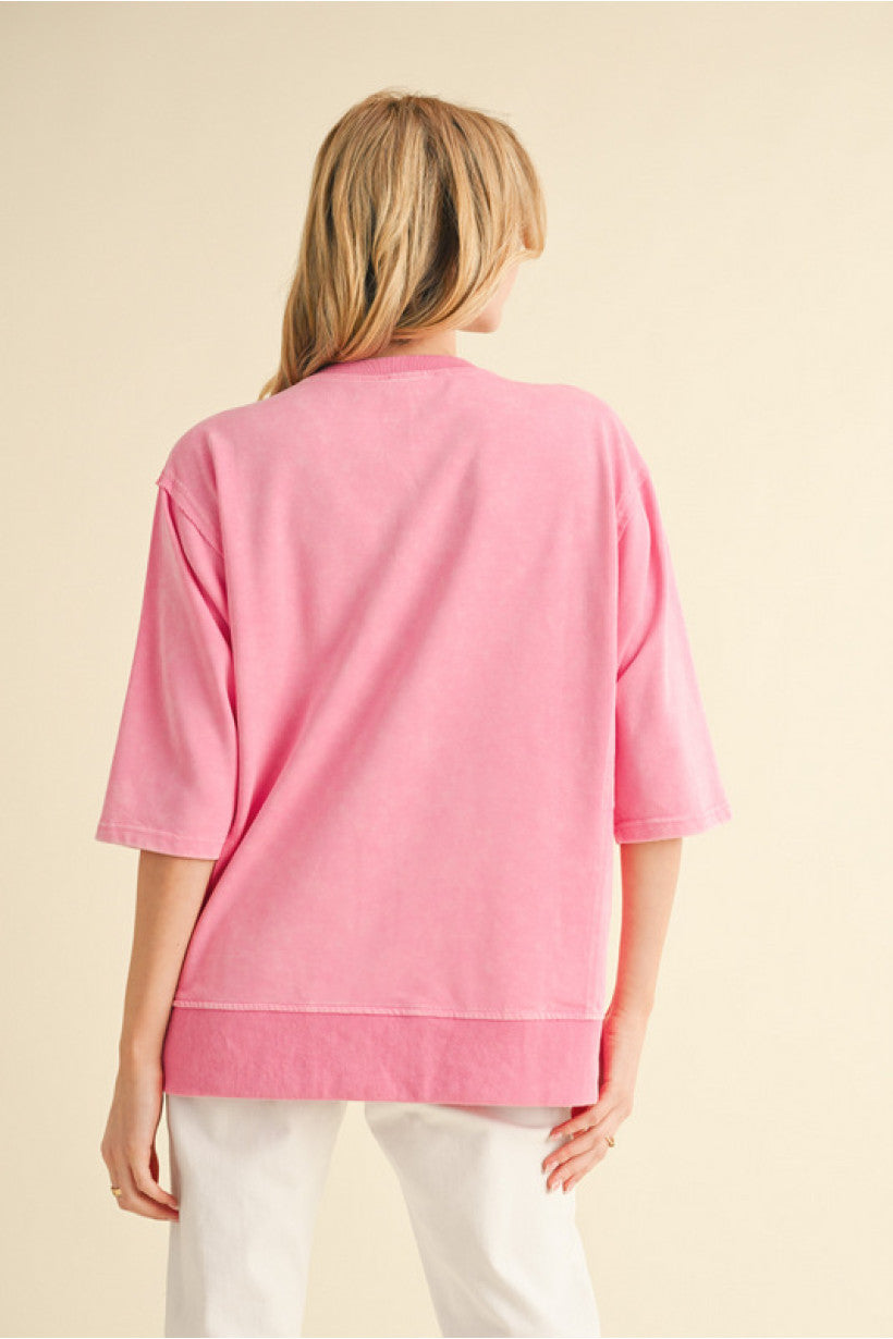 PINK W/FLOWER ON FRONT TOP