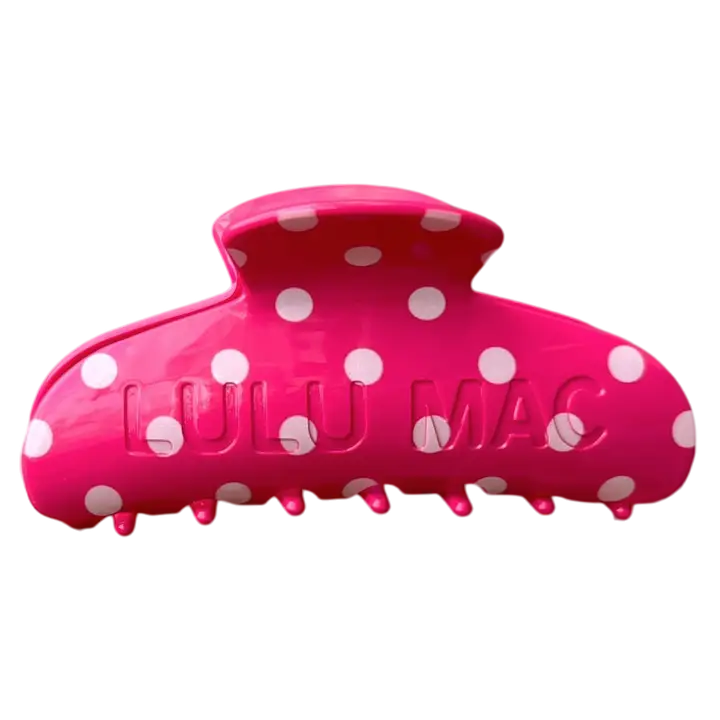 Lulu Mac Hair Clips Hot Pink/White Dot