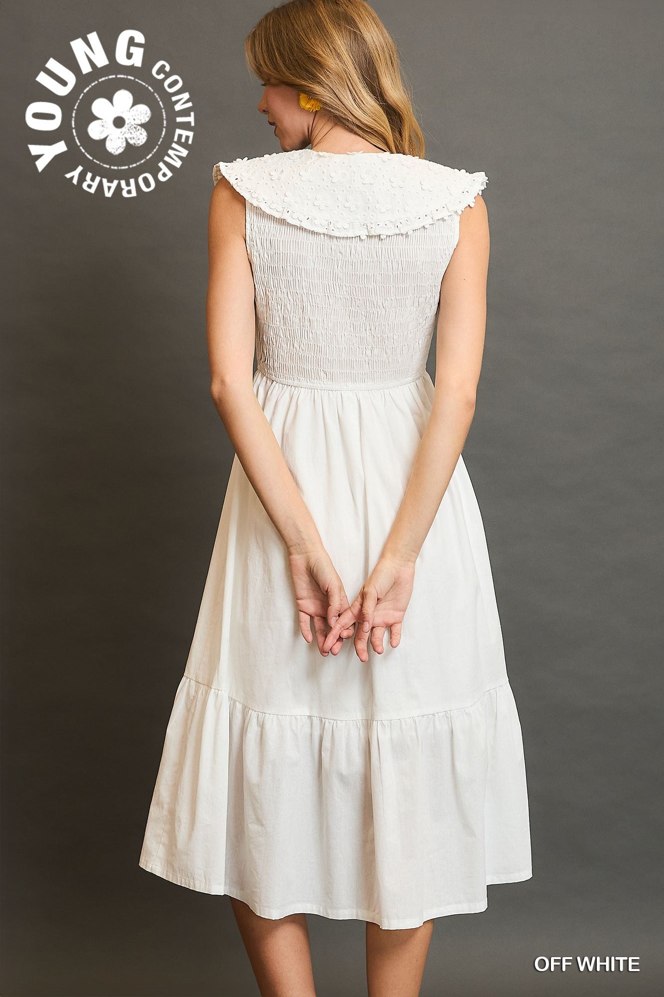 Collared Smocked Midi Dress