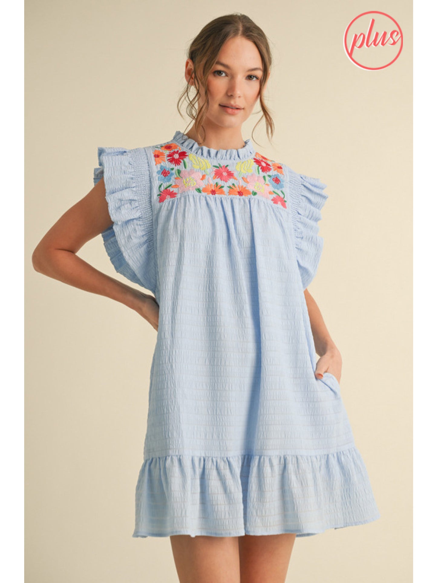 +BLUE EMBROIDERED DR