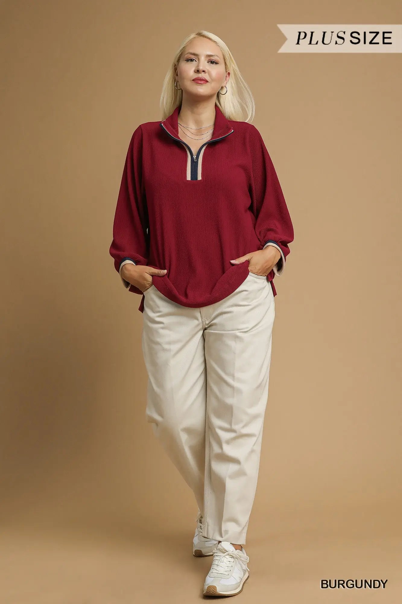 +Half-Zip Pullover Top