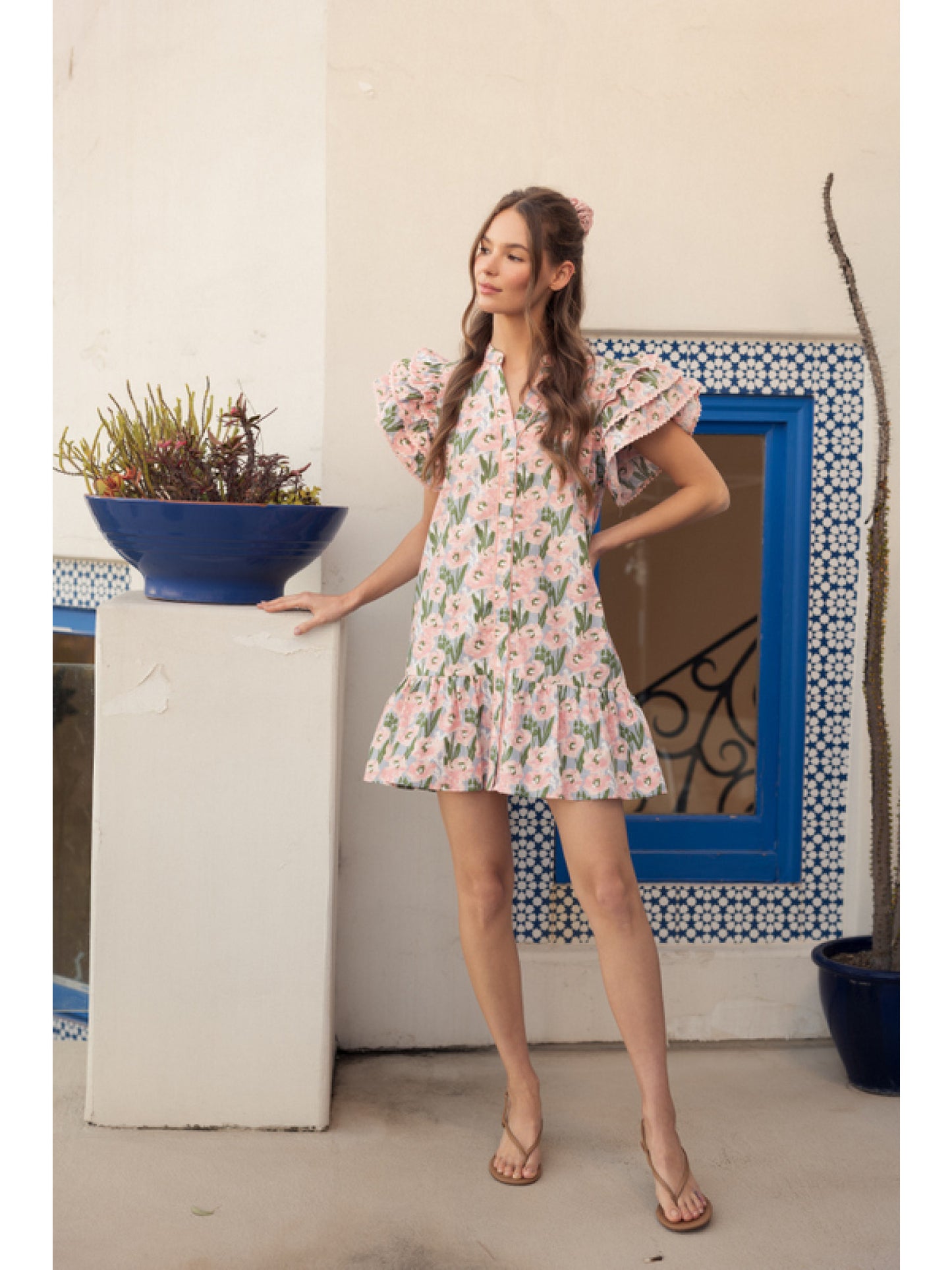 Floral Apricot Pink Dress