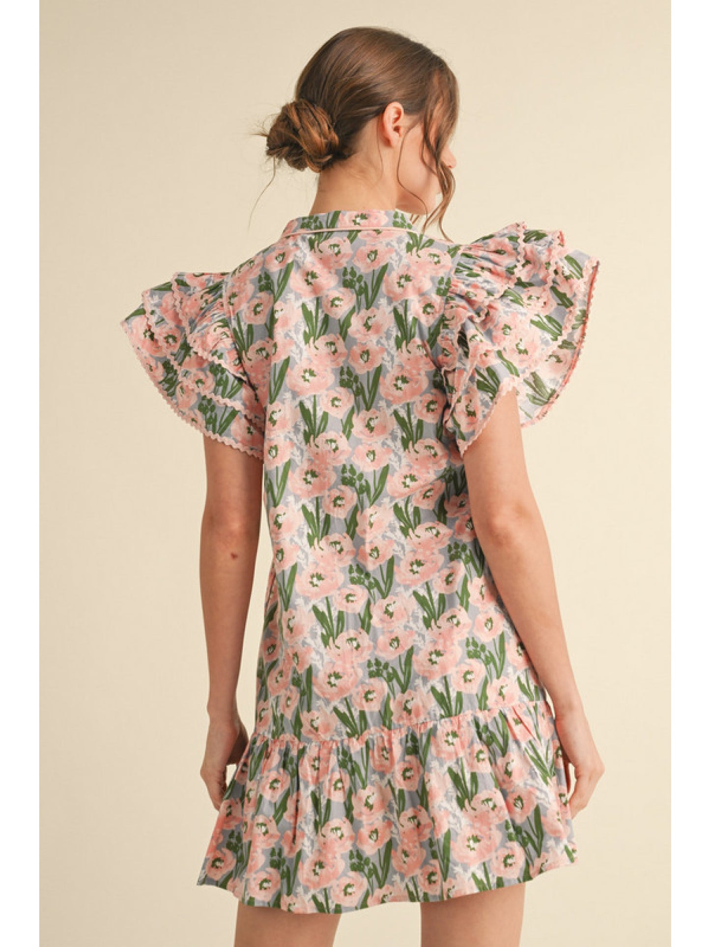 Floral Apricot Pink Dress