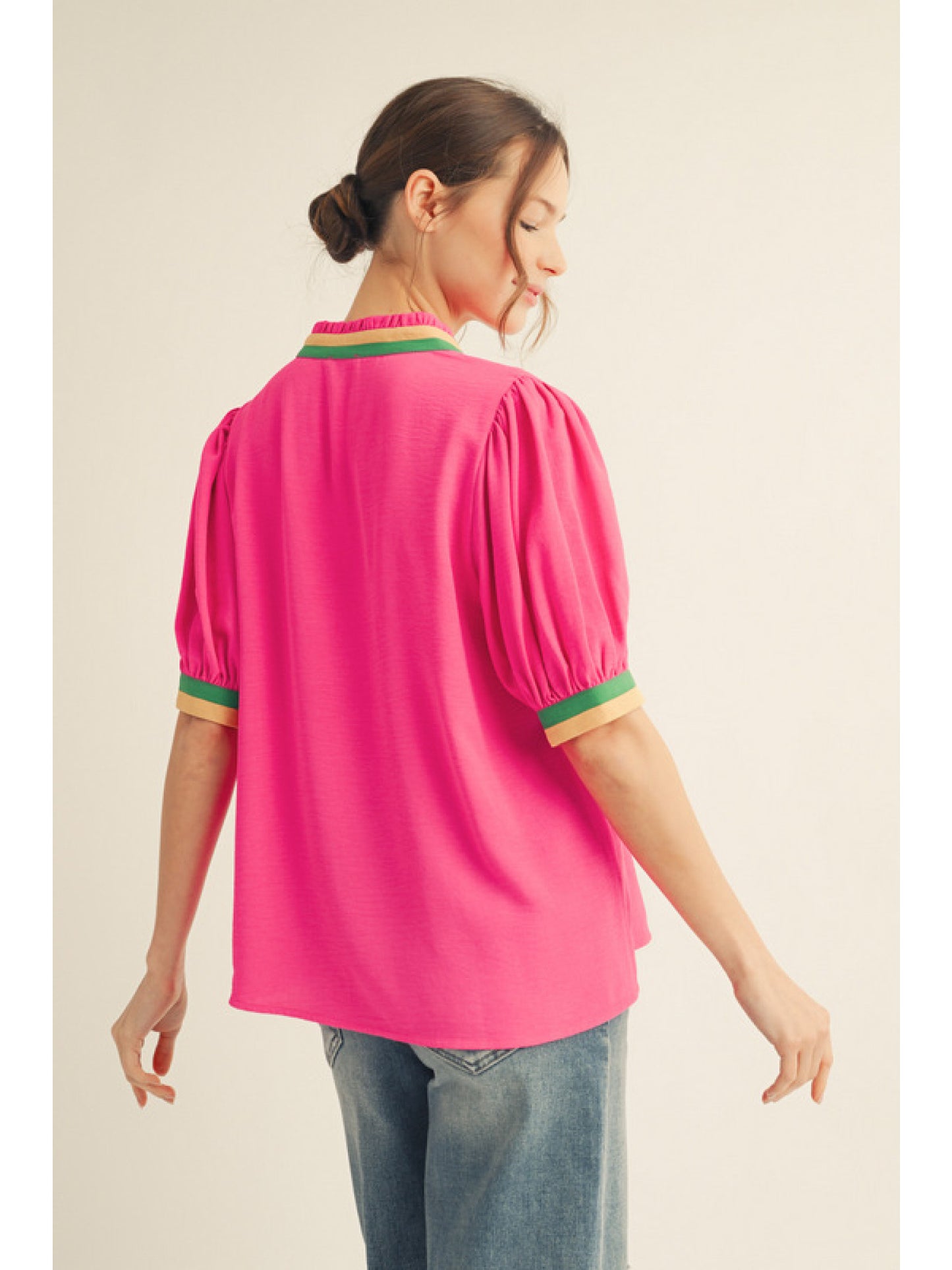 HOT PINK COLOR BLOCK TOP