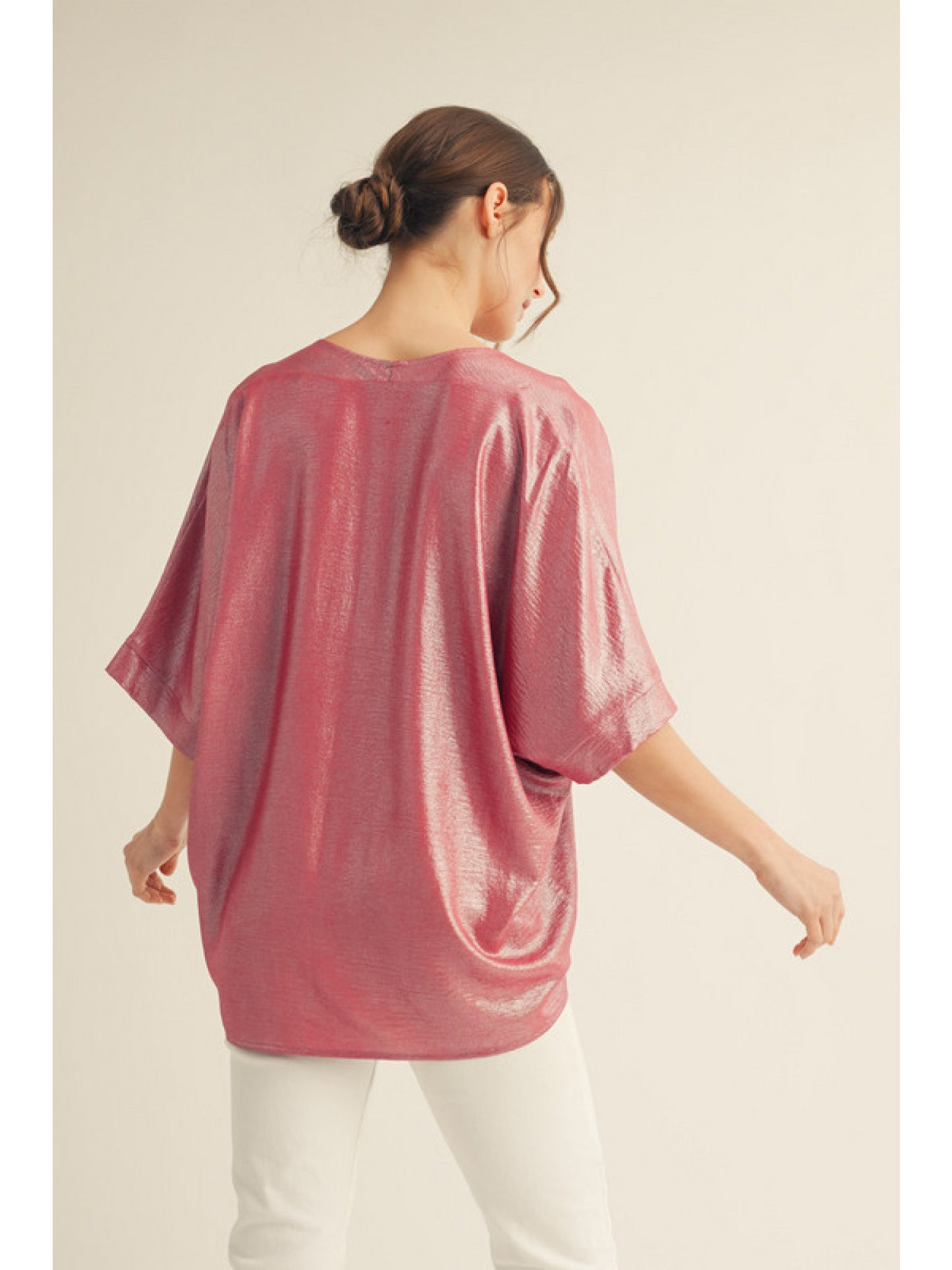 DROP SHOULDER METALLIC PINK