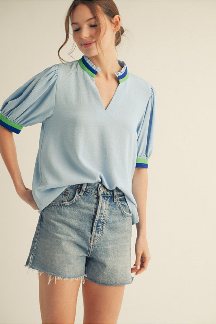 SKY BLUE COLORBLOCK TOP