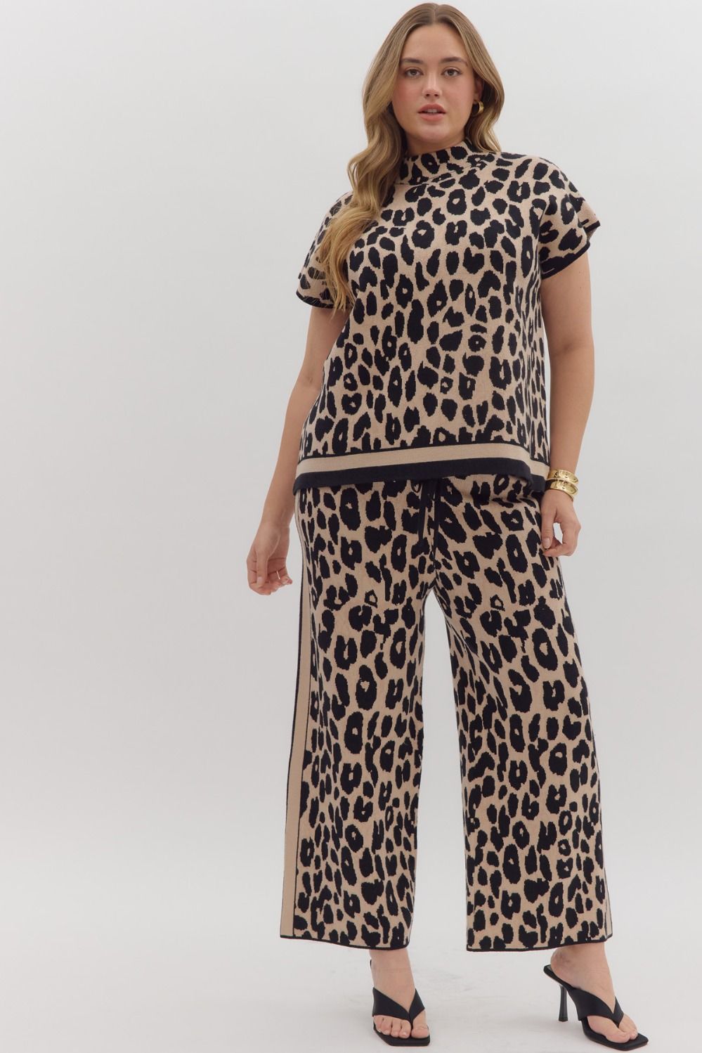 +Leopard Knit Sweater Pant Set