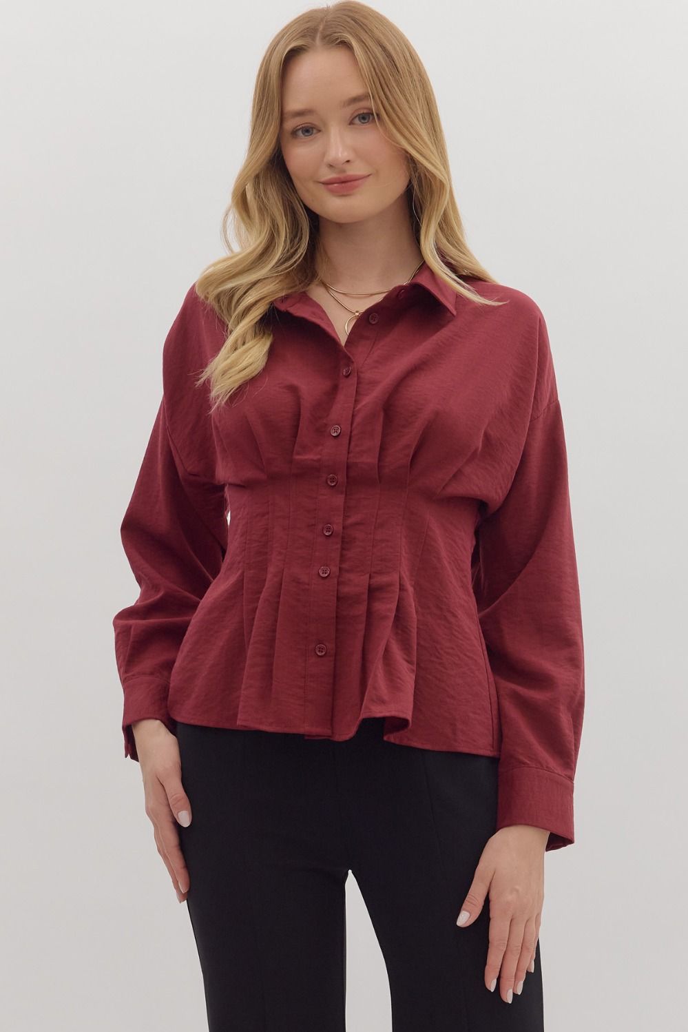 Burgundy Peplum Top