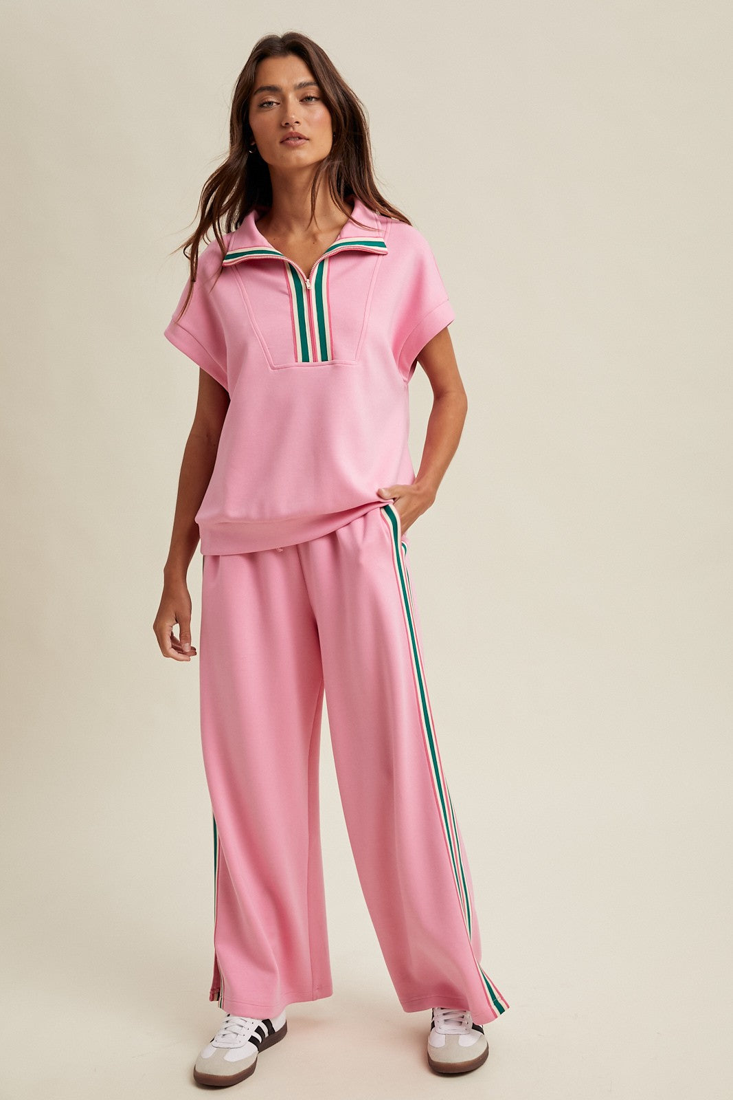 Hibiscus Scuba Trim Detail Pant Set