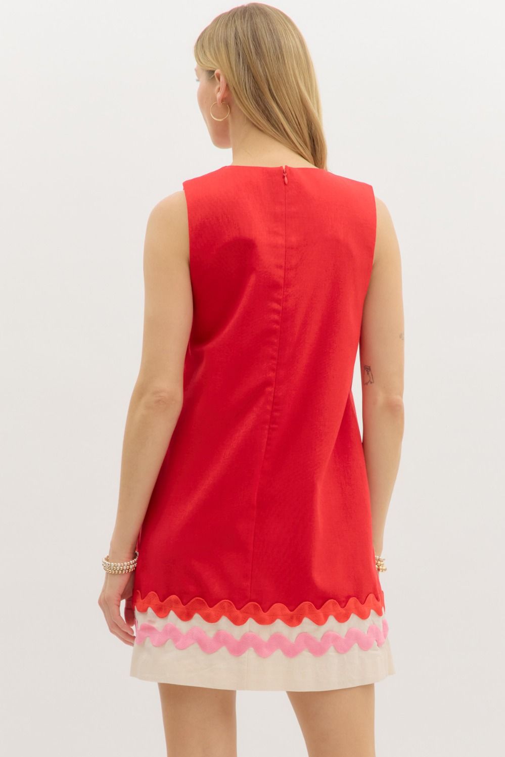 Red and Pink Ricrac Trim Dress