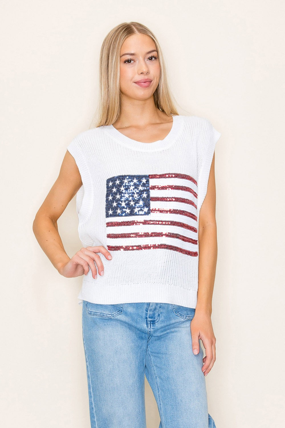 WHITE SEQUIN FLAG