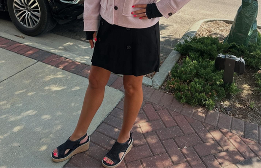 BLACK FAUX SUEDE SKIRT