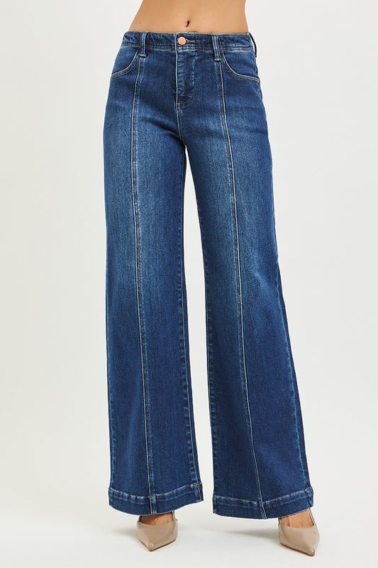 Mid Rise Front Seam Jeans