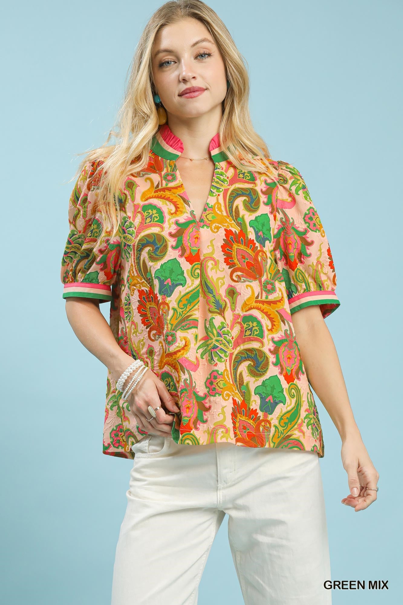 Jacquard Abstract Print Top