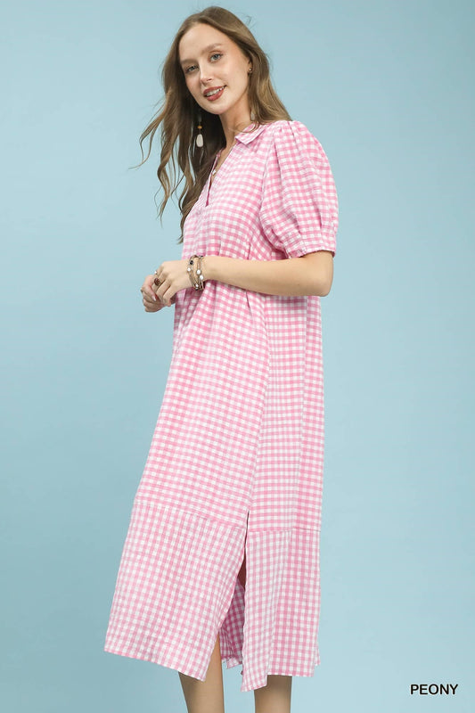 Peony Gingham Midi Dress