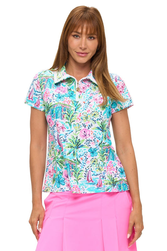 Amaia Tropical Print Short Sleeve Polo